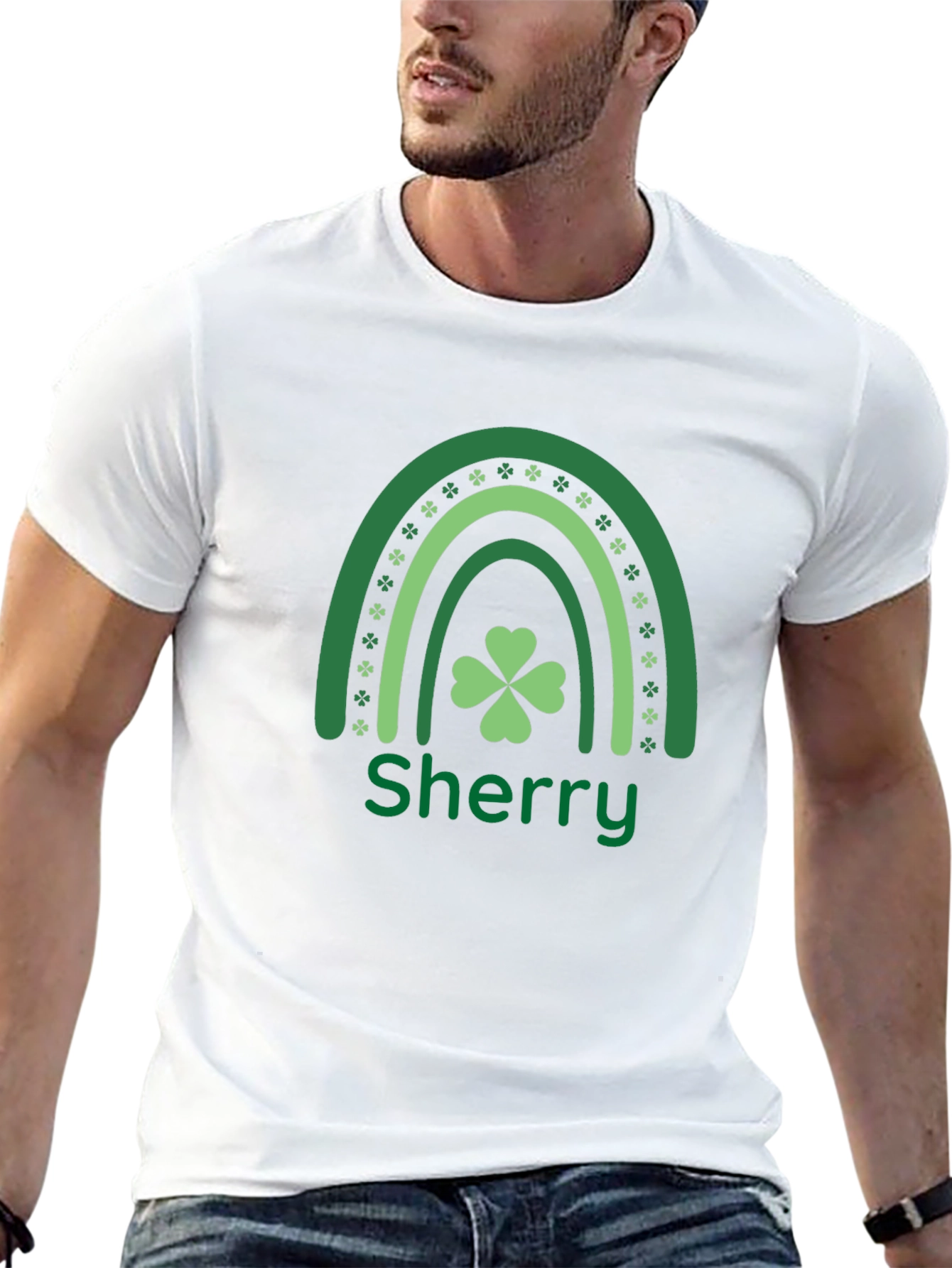 Sherry St. Patricks Day Rainbow Clover T-Shirt