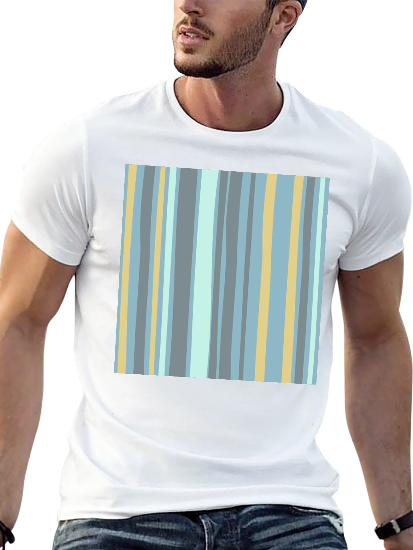 Striped Pattern Black T-Shirt
