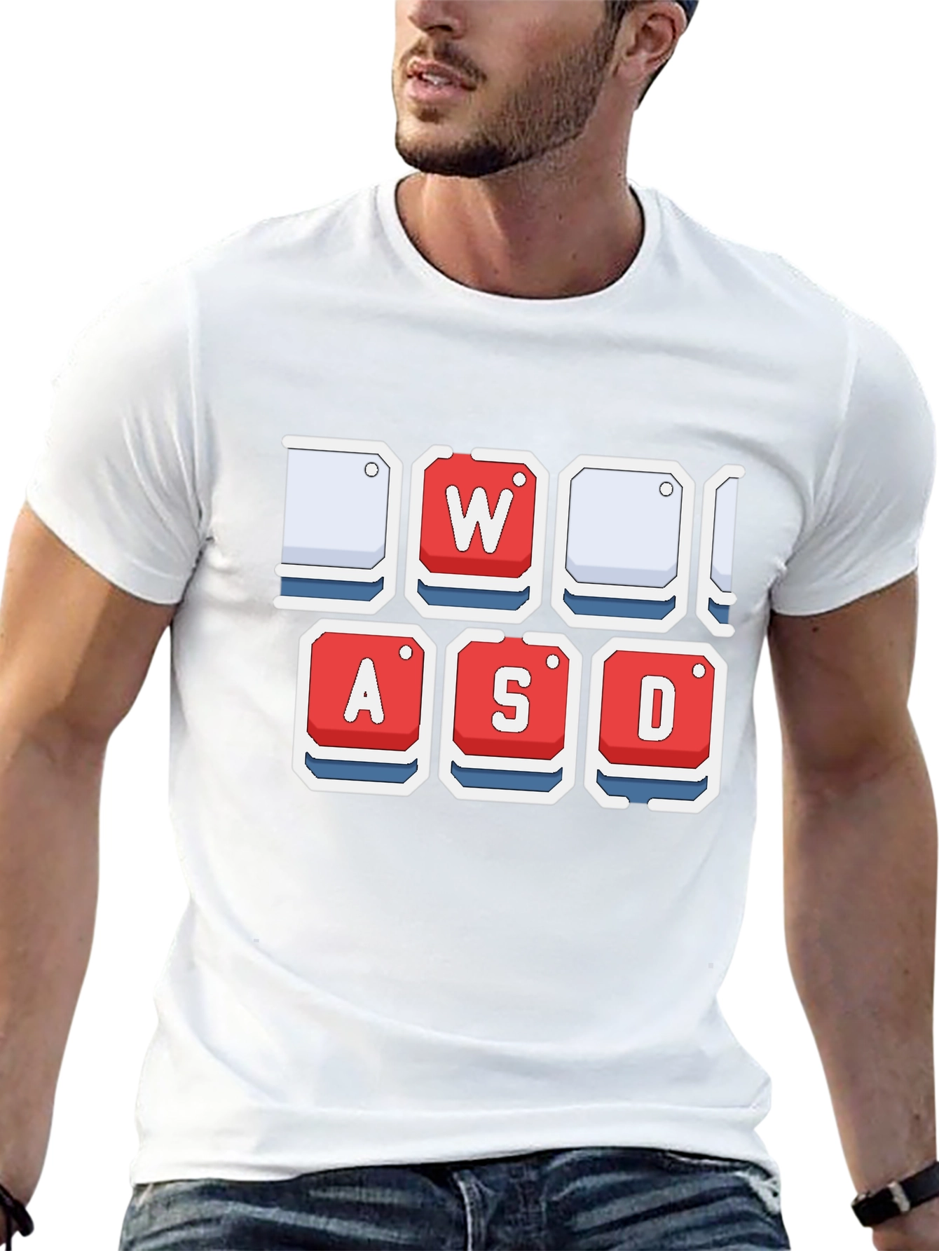 Gamer WASD Keys T-Shirt - Black Cotton