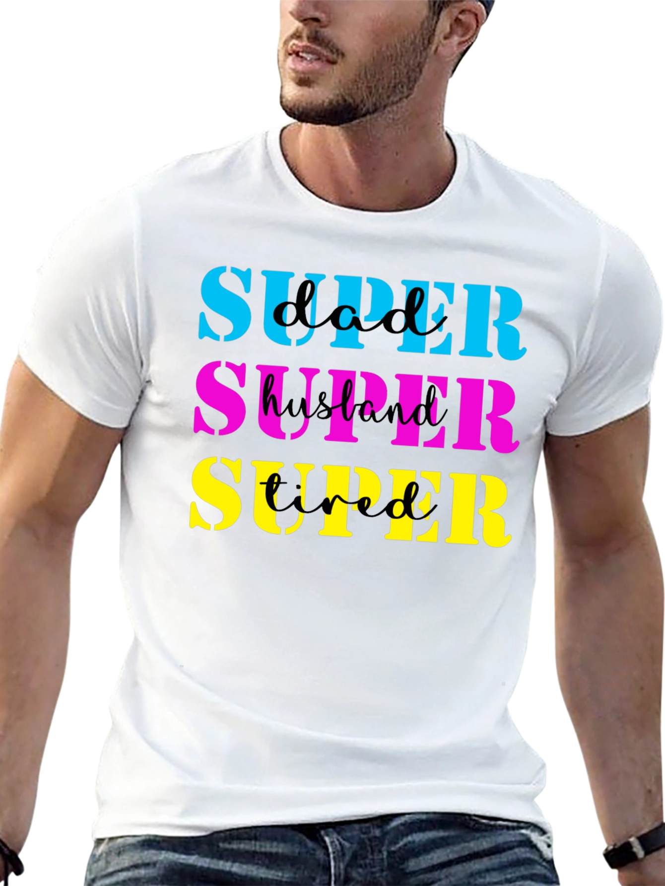 Super Dad Husband Tired Mens Black T-Shirt