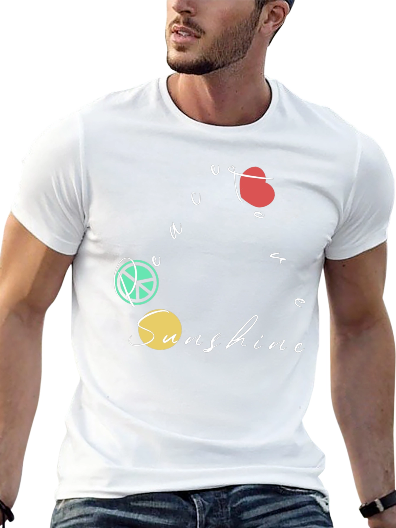 Peace Love Sunshine Graphic T-Shirt - Black