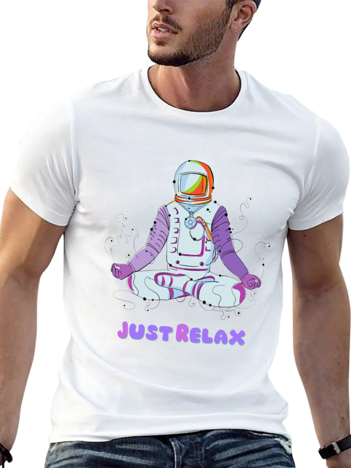 Astronaut Meditating T-Shirt - Just Relax Graphic Tee