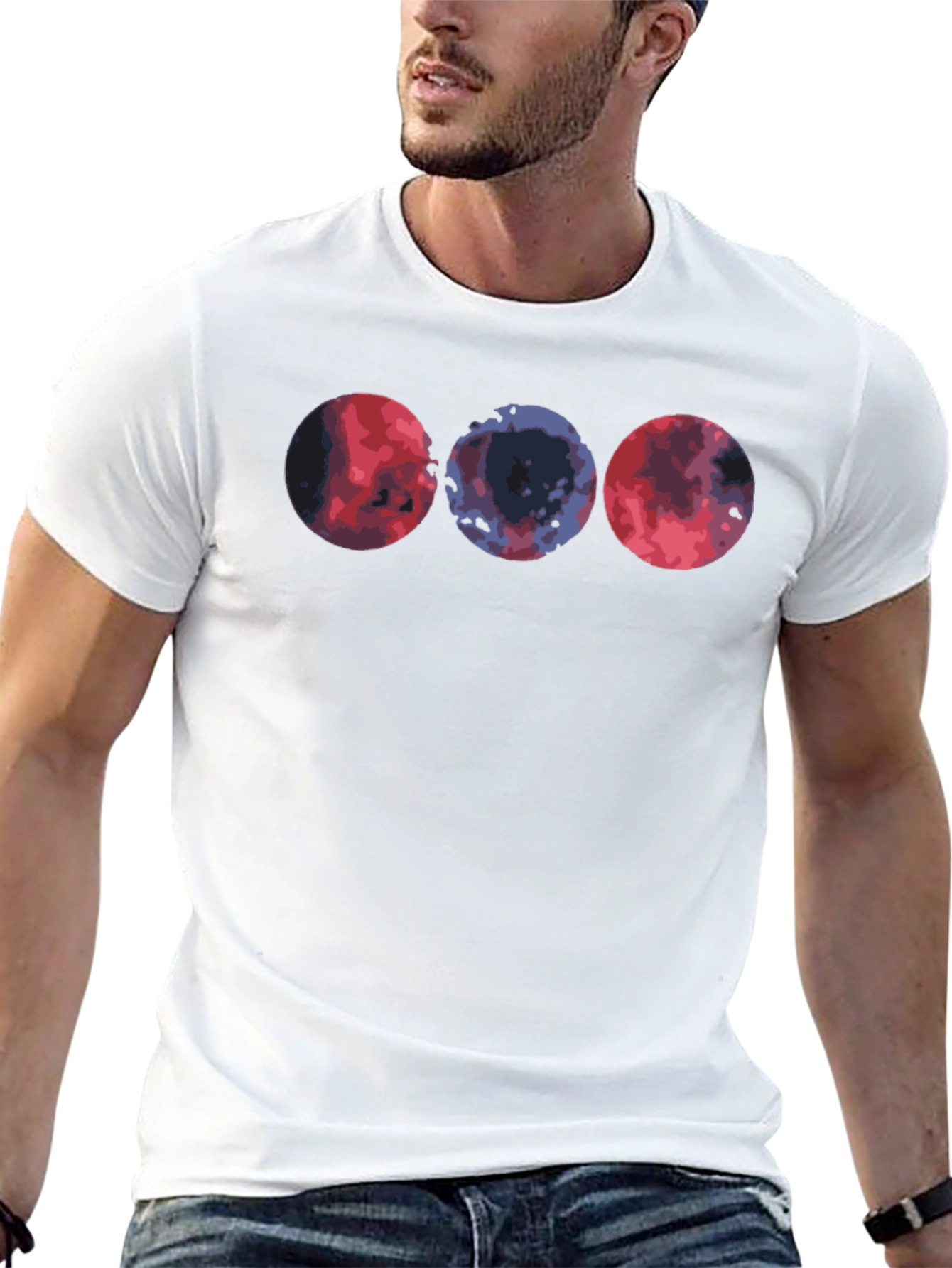 Abstract Circle Graphic Tee - Casual Black T-Shirt