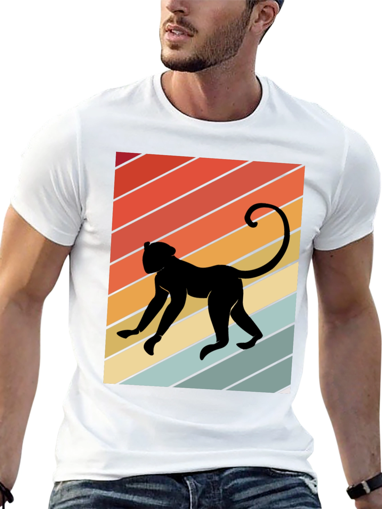 Retro Monkey Graphic Tee - Mens Black T-Shirt