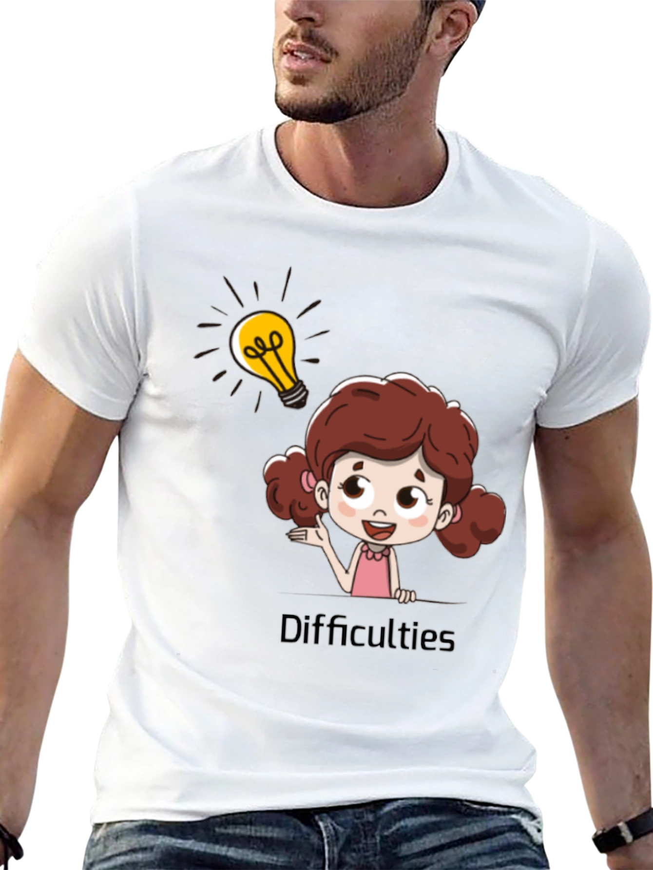 Cartoon Girl Lightbulb T-Shirt - Idea Inspiration Tee