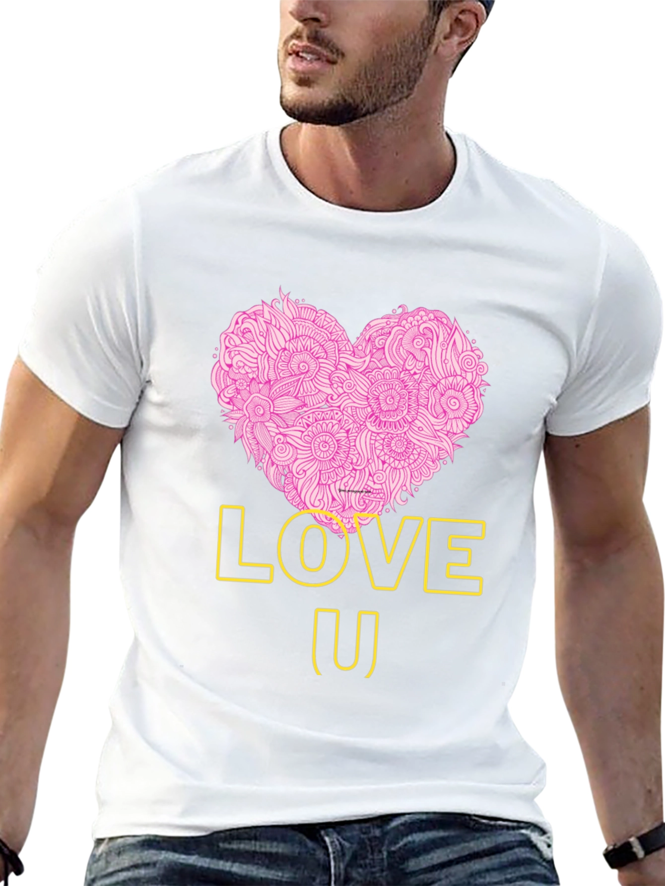 Love U Heart Graphic Tee - Trendy Black T-Shirt