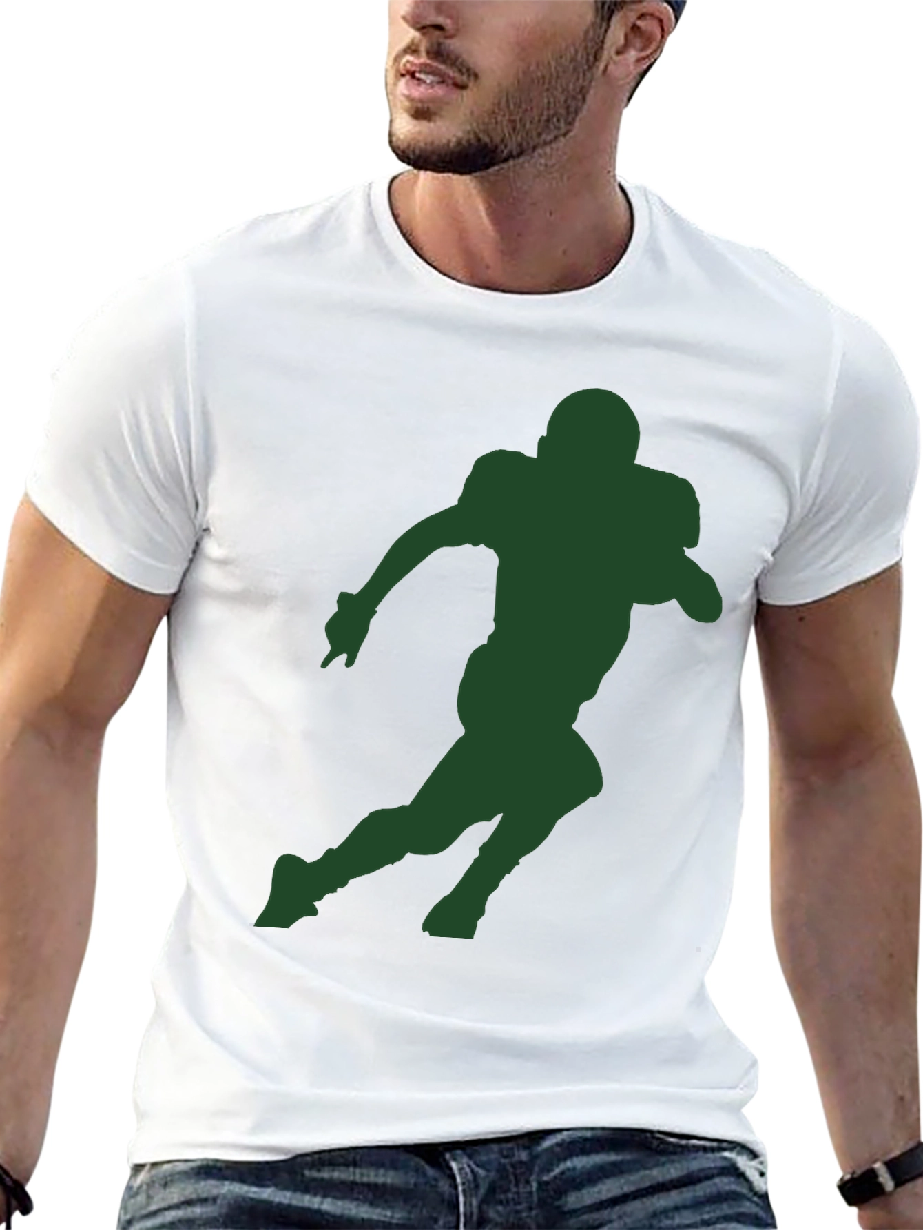 Football Player Silhouette Black T-Shirt