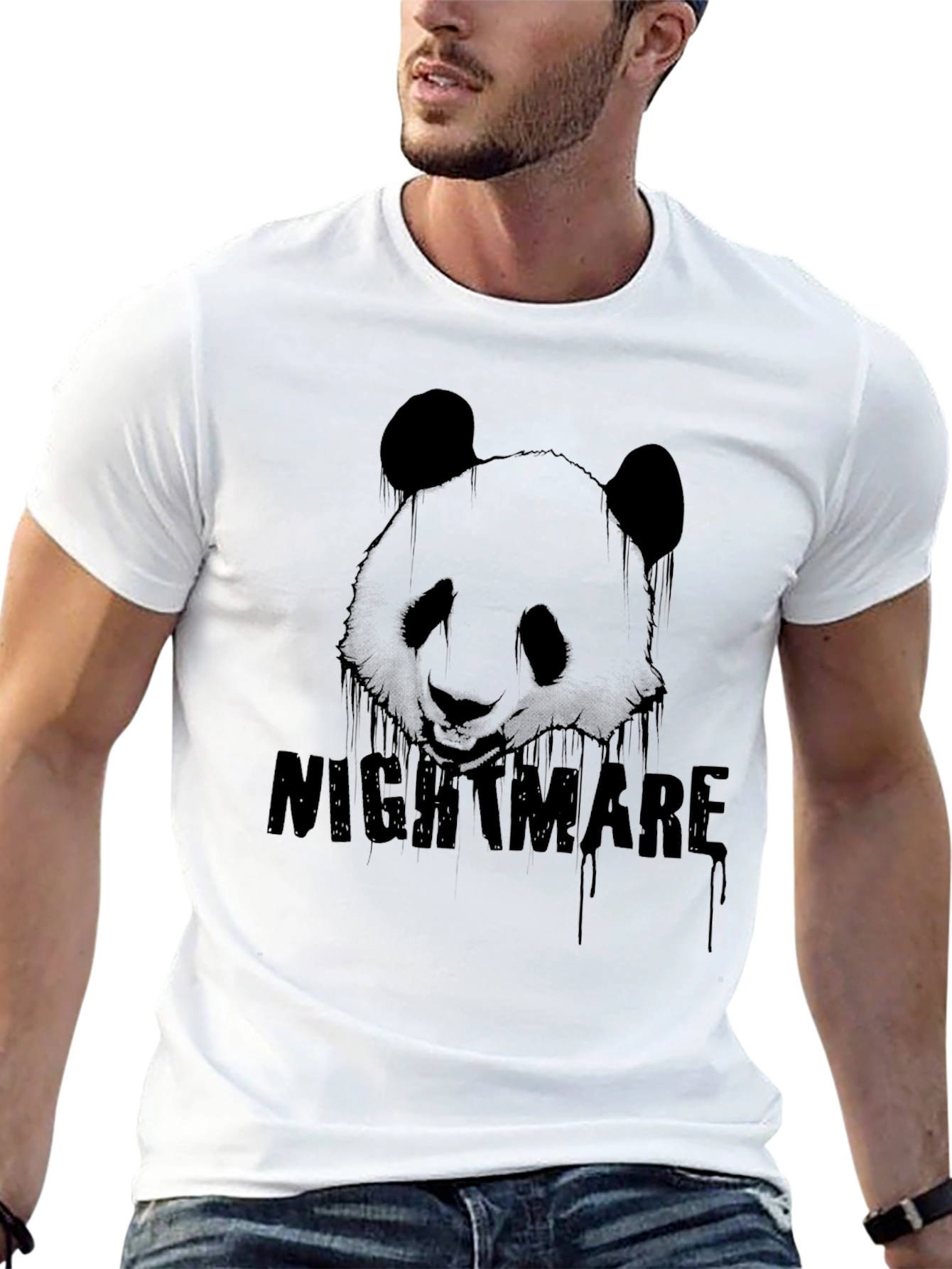 Mens Black Panda Nightmare Graphic T-Shirt