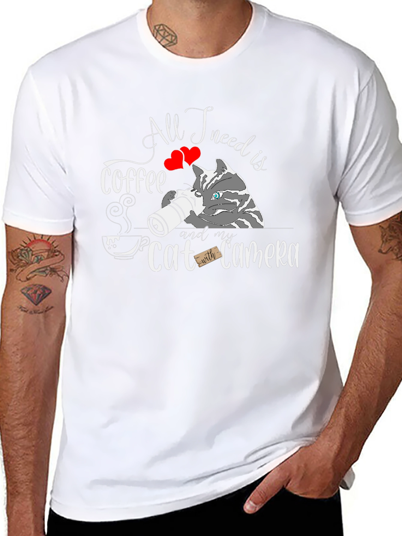 All I Need Is Coffee Cat Camera T-Shirt