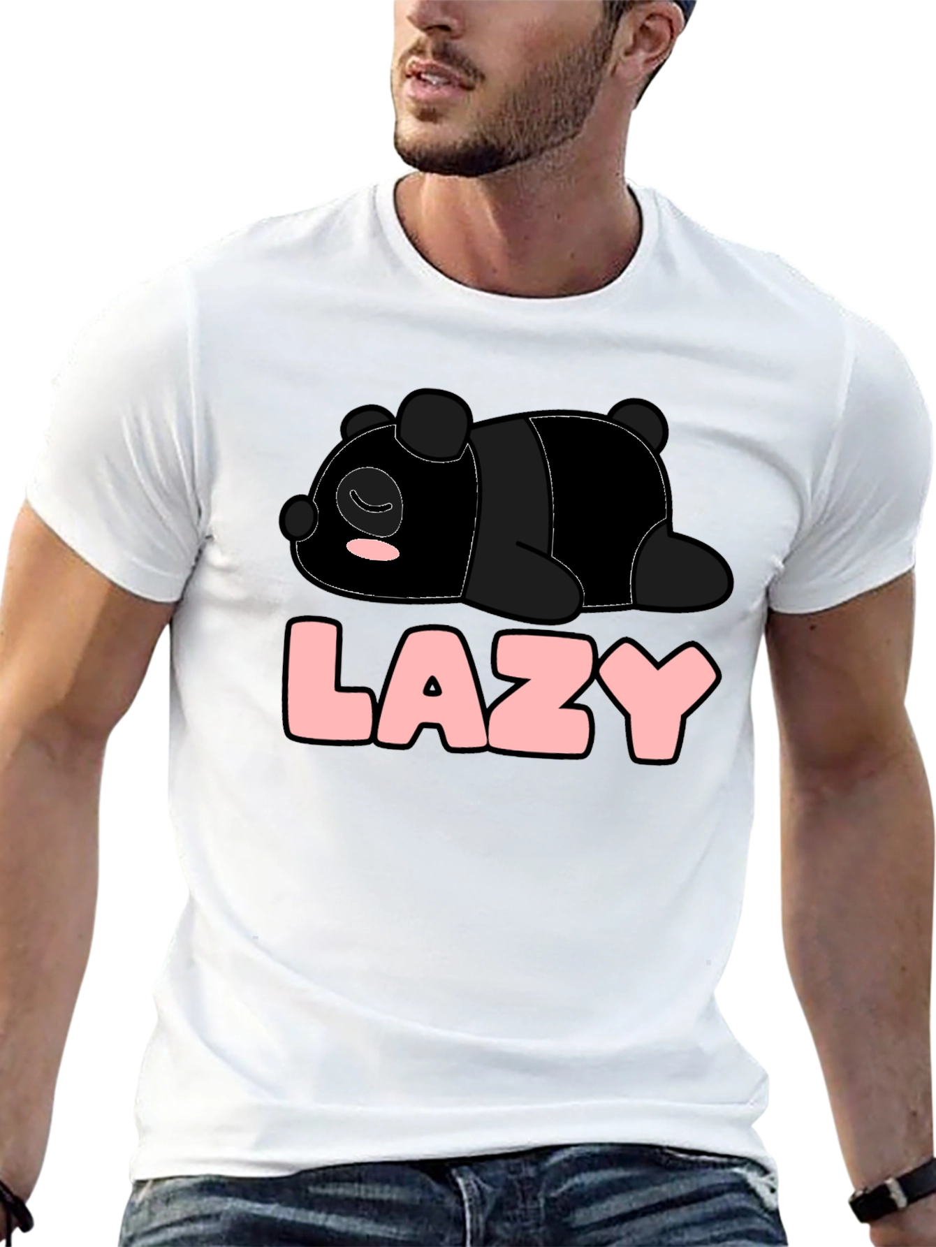 Lazy Panda Graphic Tee - Black