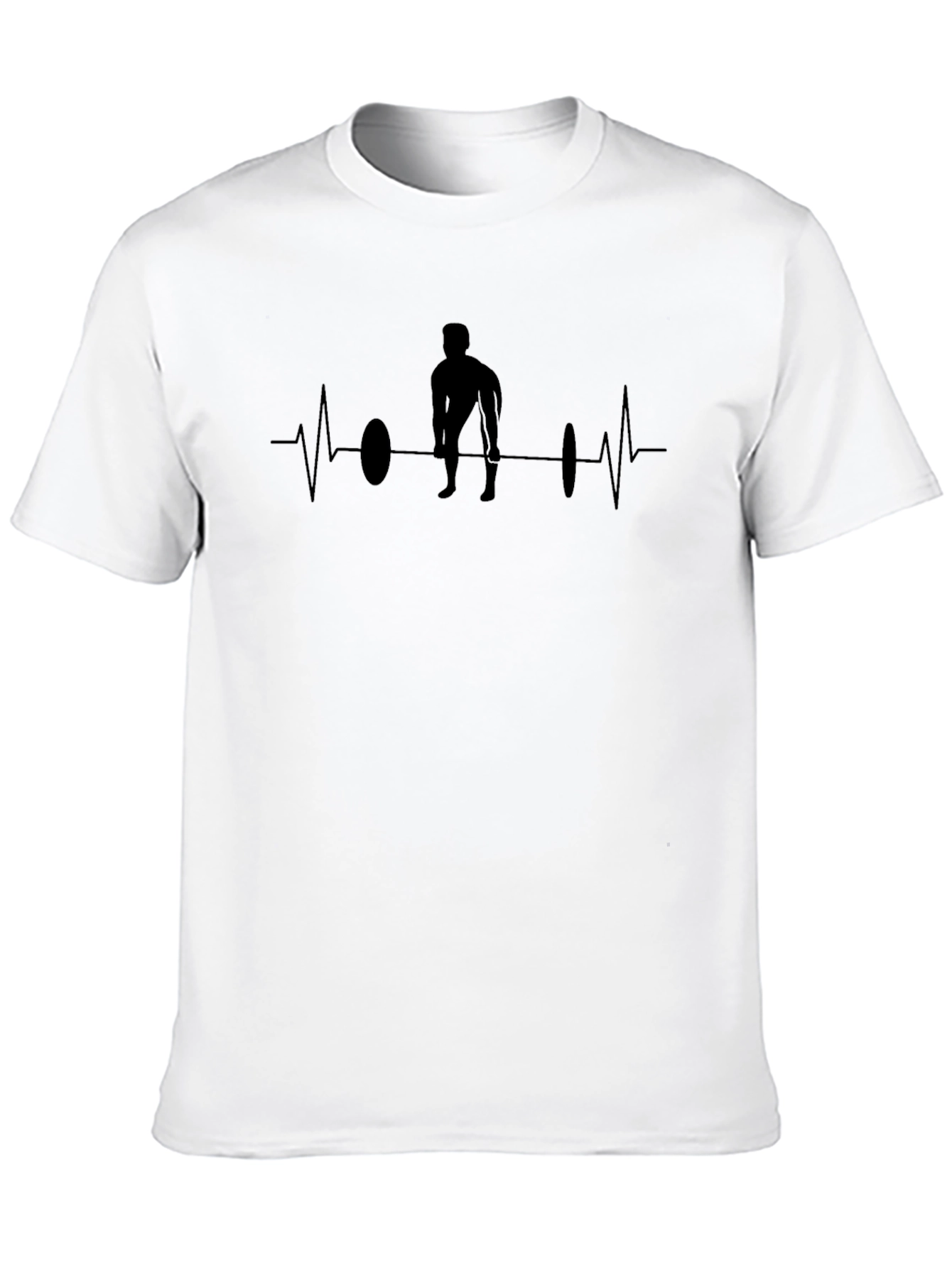Weightlifting Heartbeat Graphic T-Shirt - Black