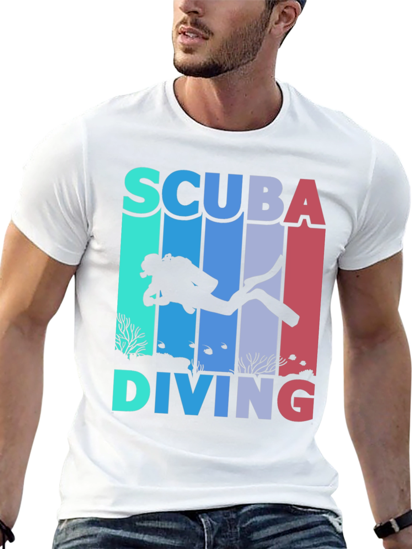 Scuba Diving Graphic Tee - Diver Silhouette Shirt