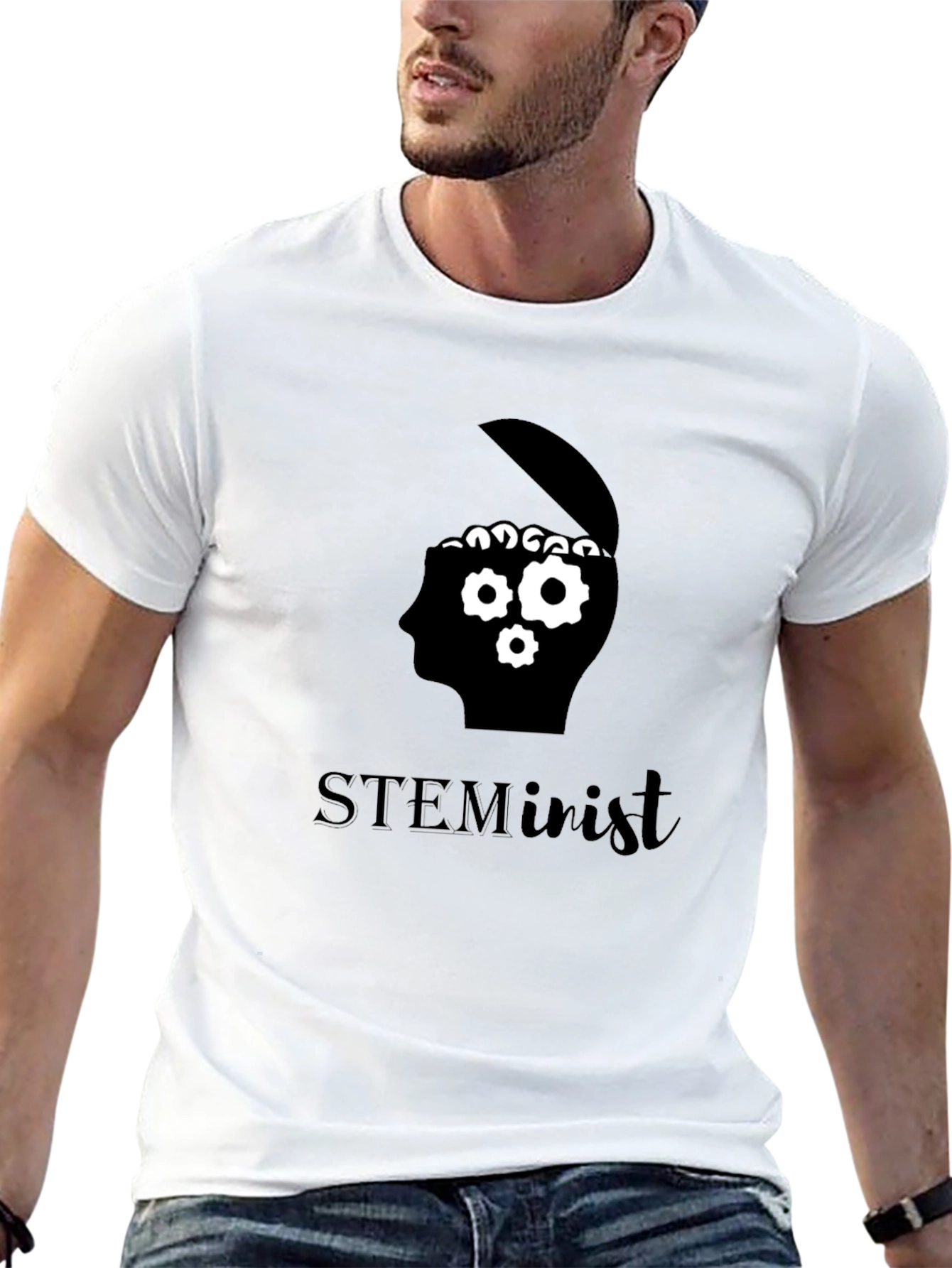 STEMinist Brain Gears Graphic Tee - Black Cotton T-Shirt