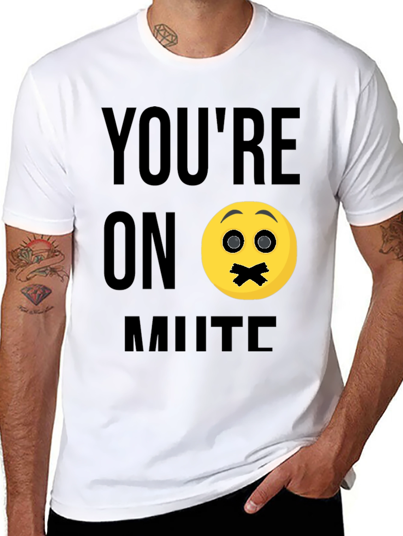 Youre On Mute Funny Emoji Black T-Shirt