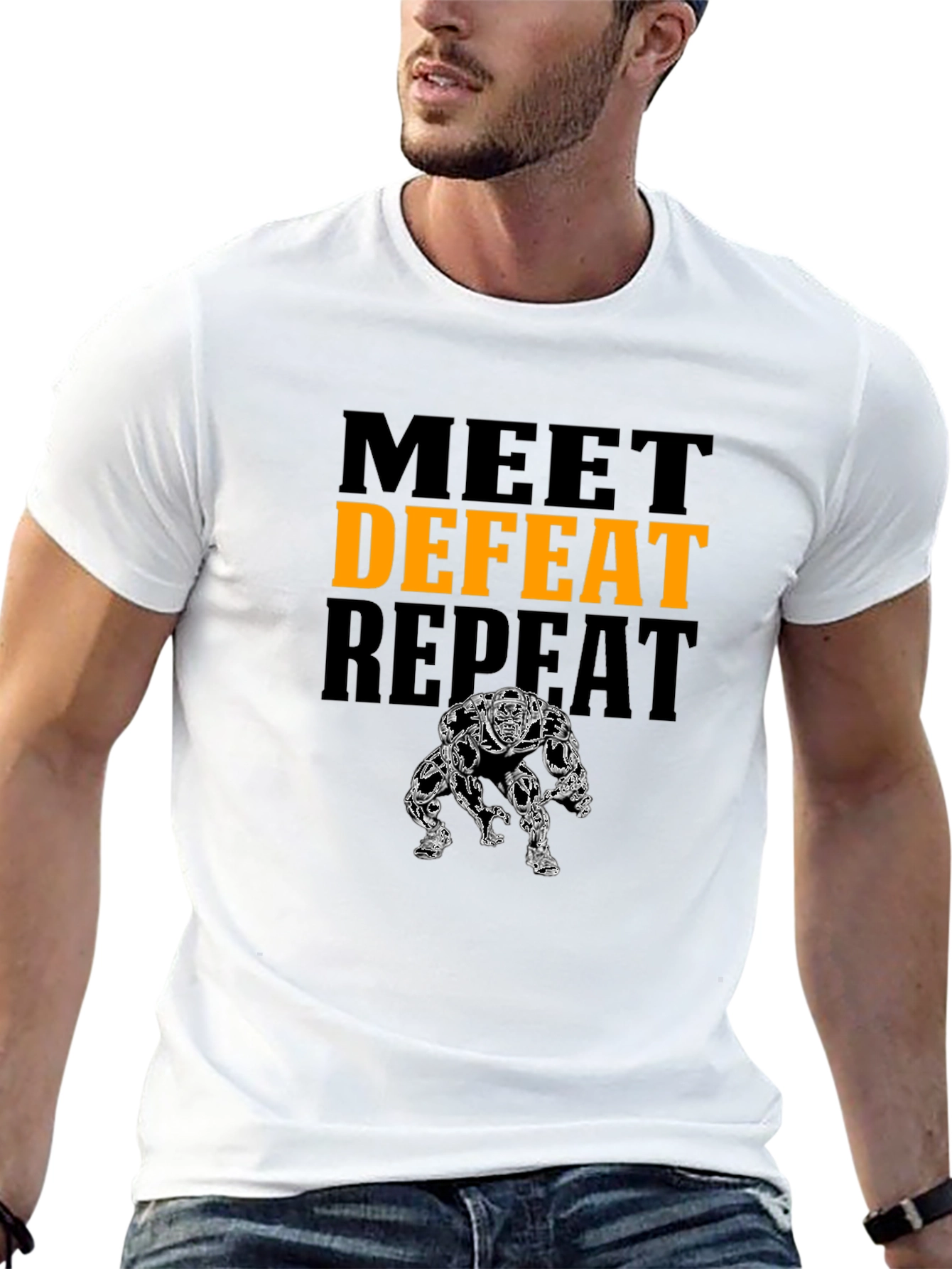 Meet Defeat Repeat Graphic T-Shirt