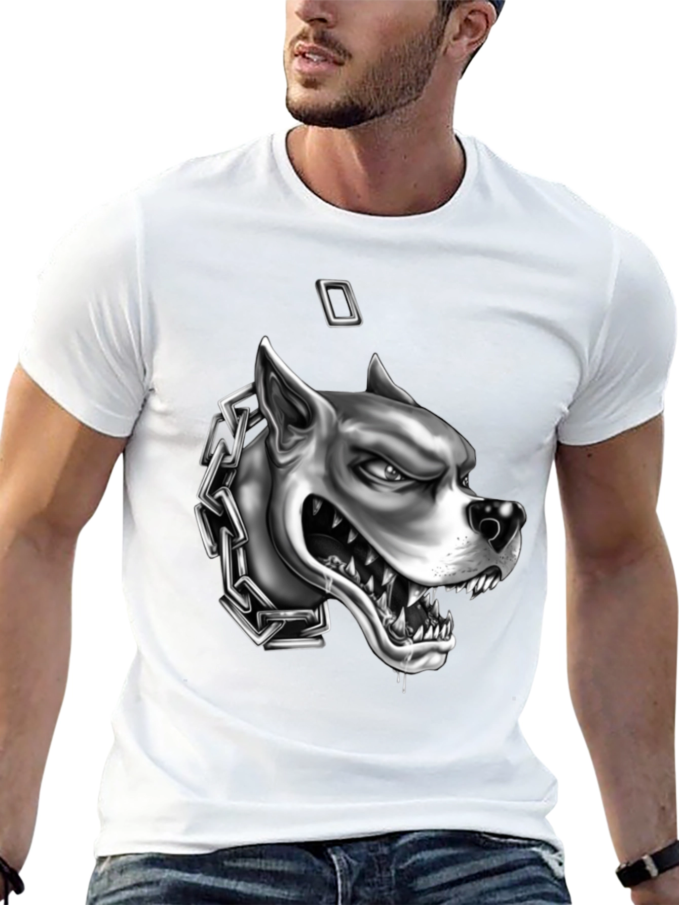 Mens Graphic Tee - Angry Dog with Chain