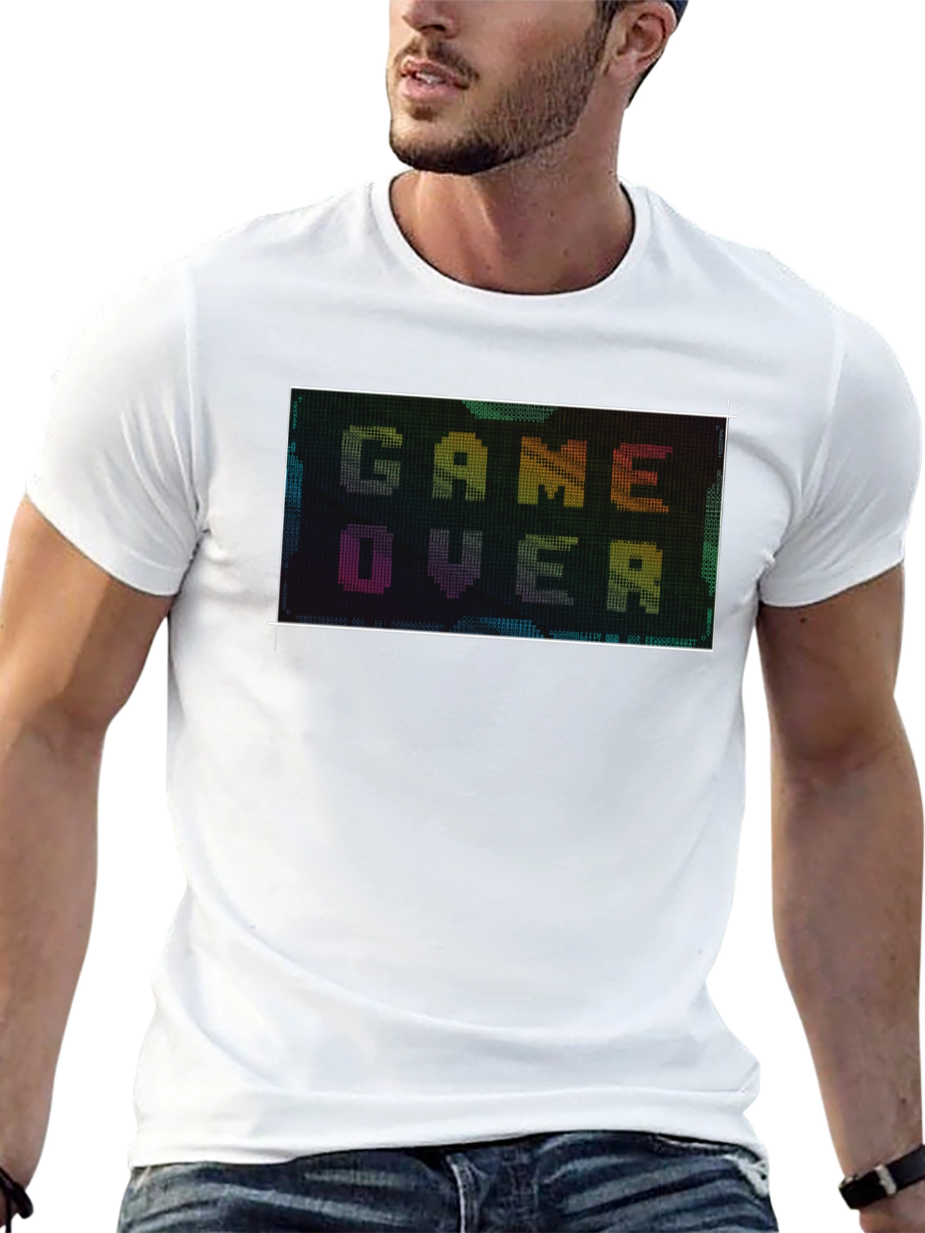 Game Over Pixel Art Black T-Shirt