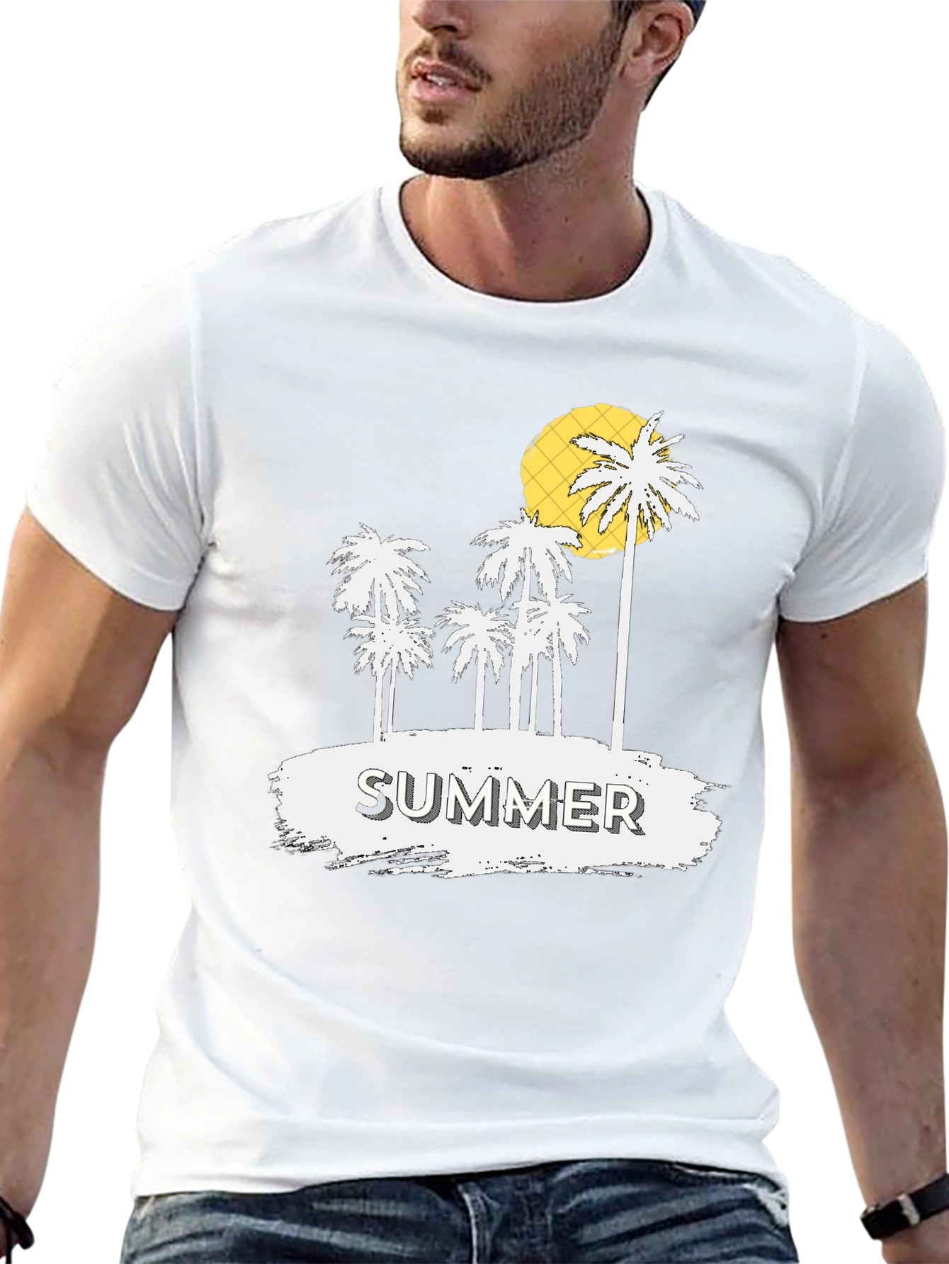 Summer Palm Tree Graphic Print Mens T-Shirt