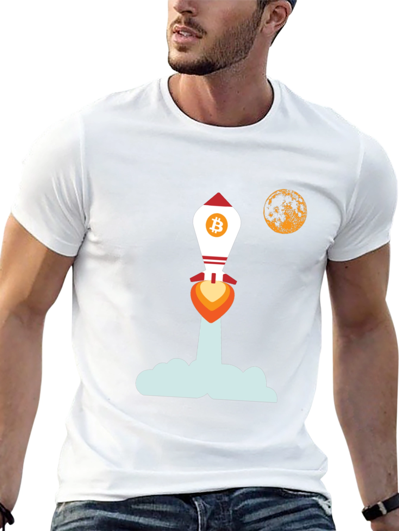 Bitcoin Rocket Moon T-Shirt - Crypto HODL