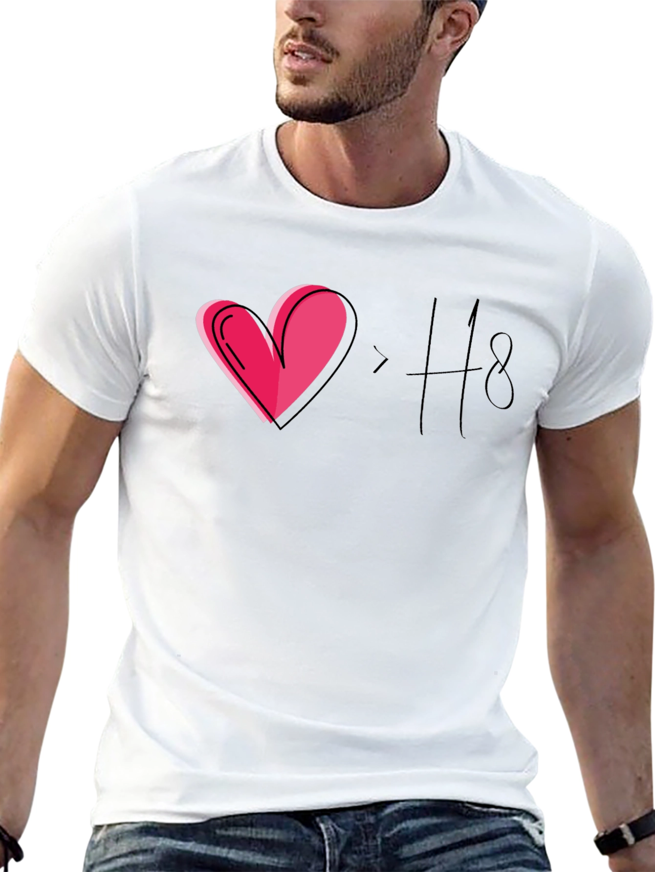 Love > Hate T-Shirt Black Casual Tee