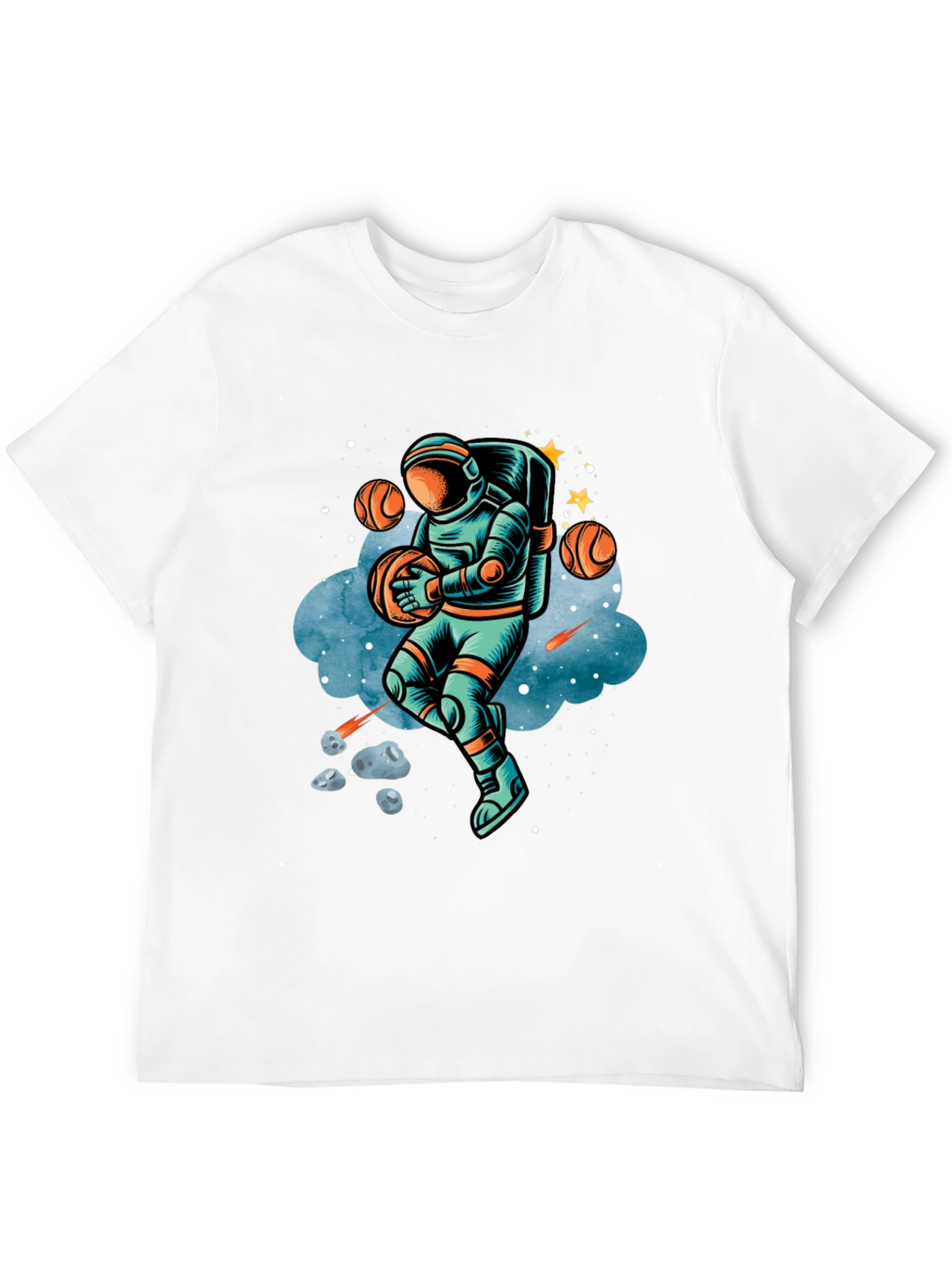 Astronaut Basketball T-Shirt - Space Dunk Design