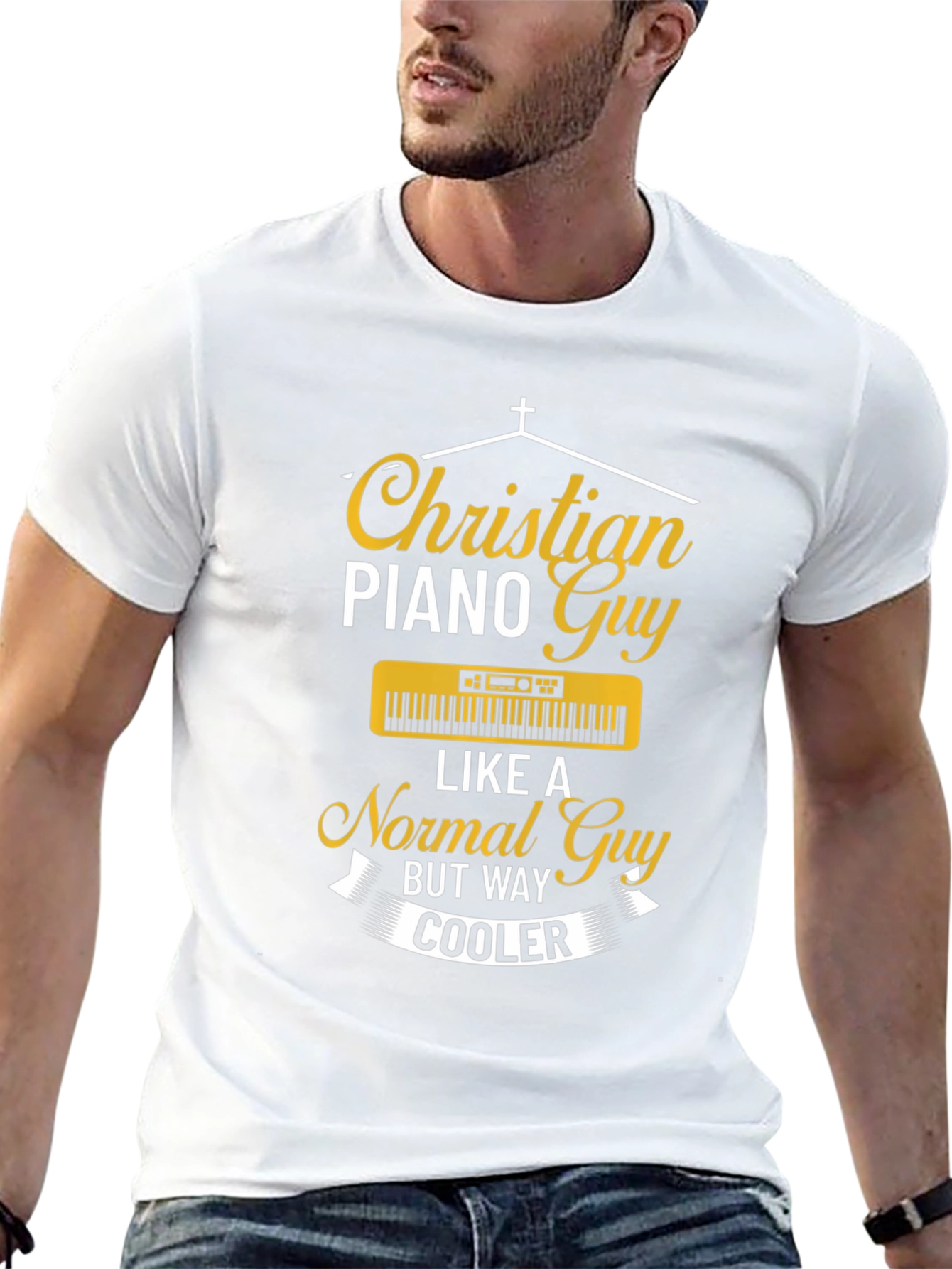 Christian Piano Guy T-Shirt - Religious Musician Apparel