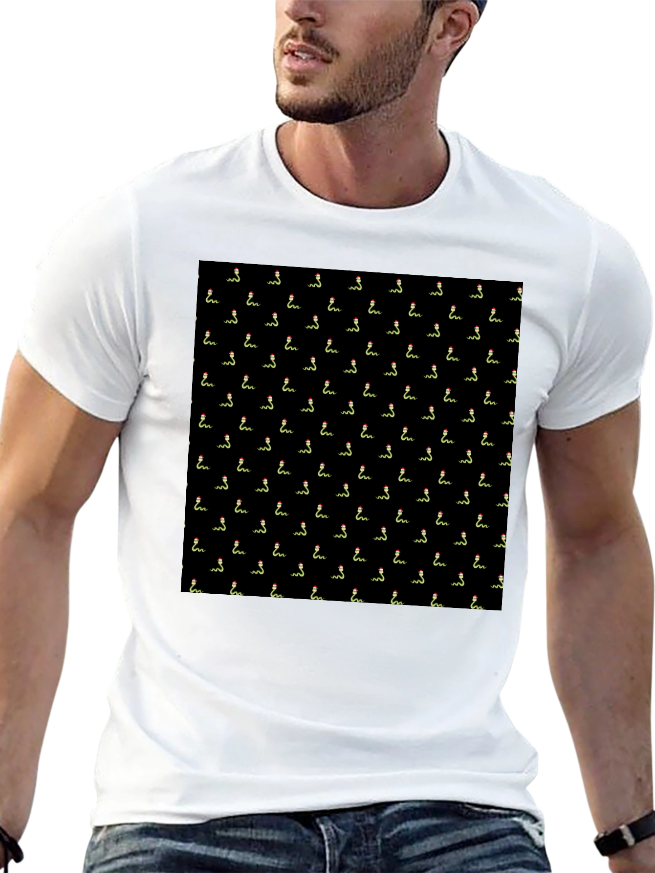 Novelty Snake Pattern Black T-Shirt