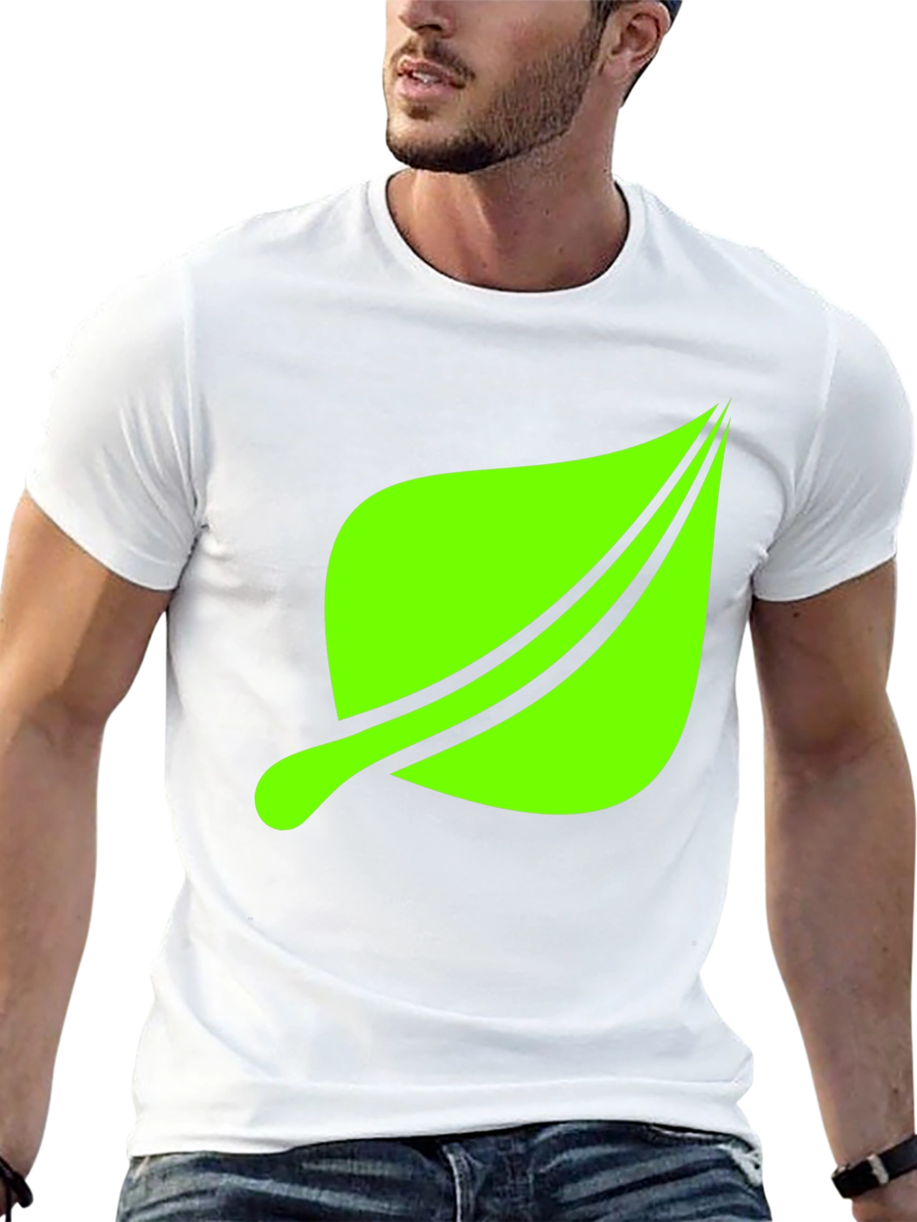 Leaf Graphic Print Black T-Shirt