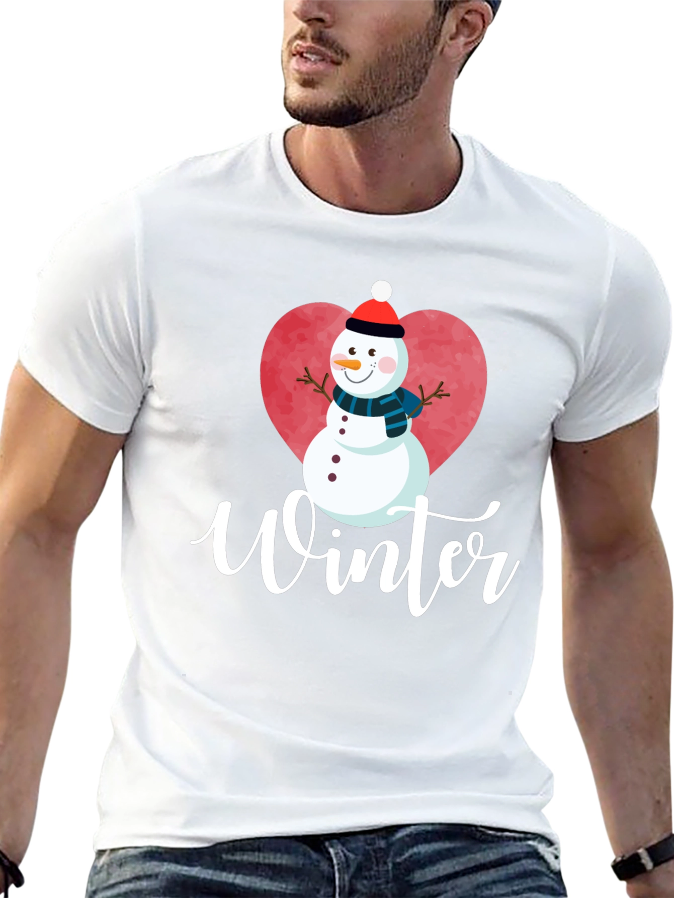 Winter Snowman Heart T-Shirt