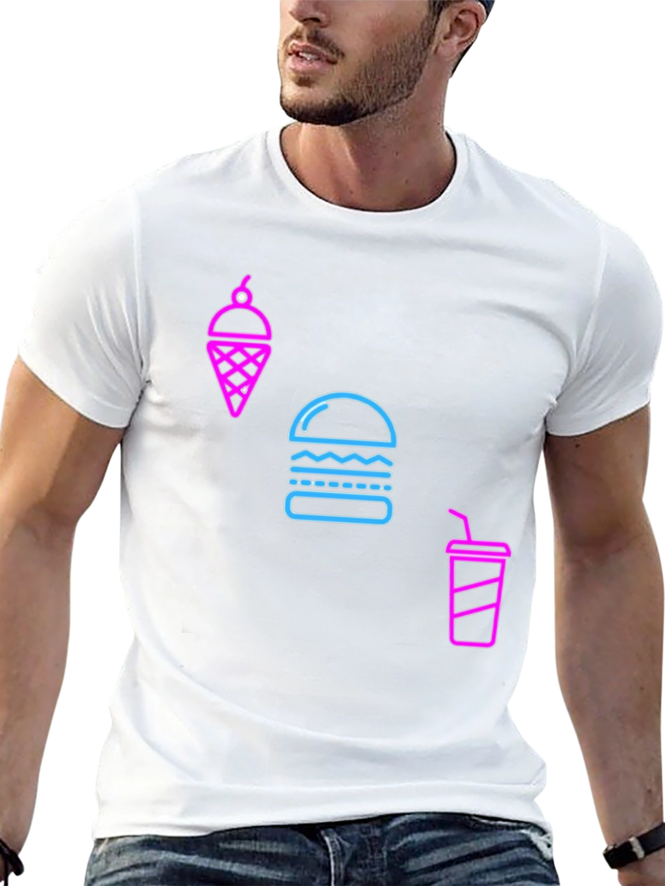 Neon Food Graphic Black T-Shirt