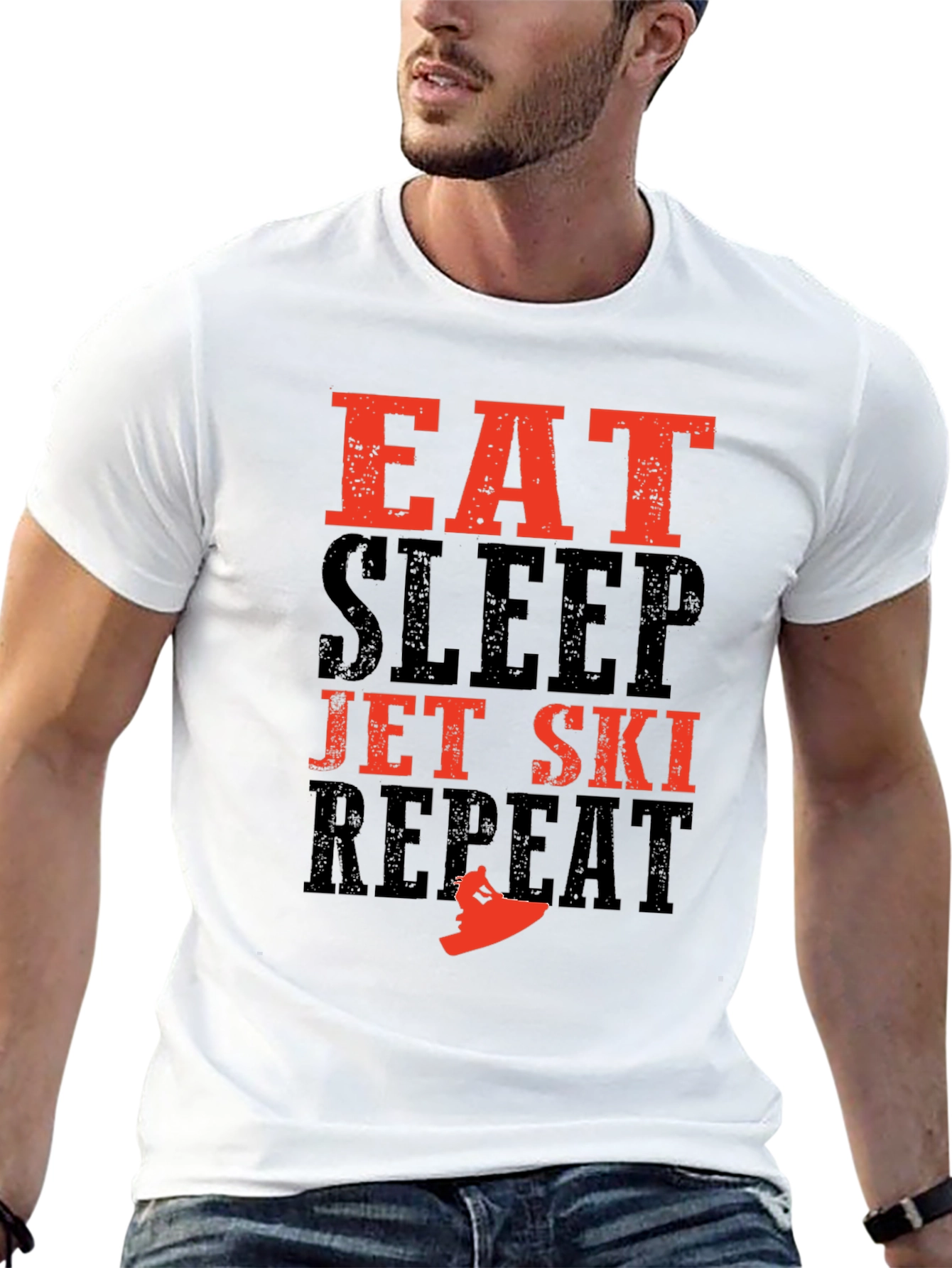 Eat Sleep Jet Ski Repeat Black T-Shirt