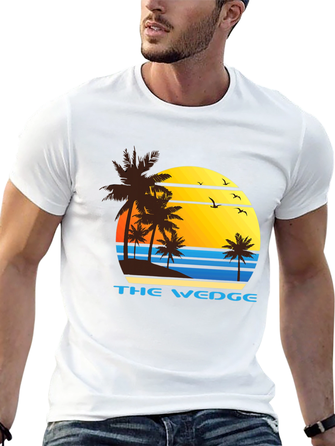 The Wedge Beach T-Shirt - Palm Tree Sunset Tee