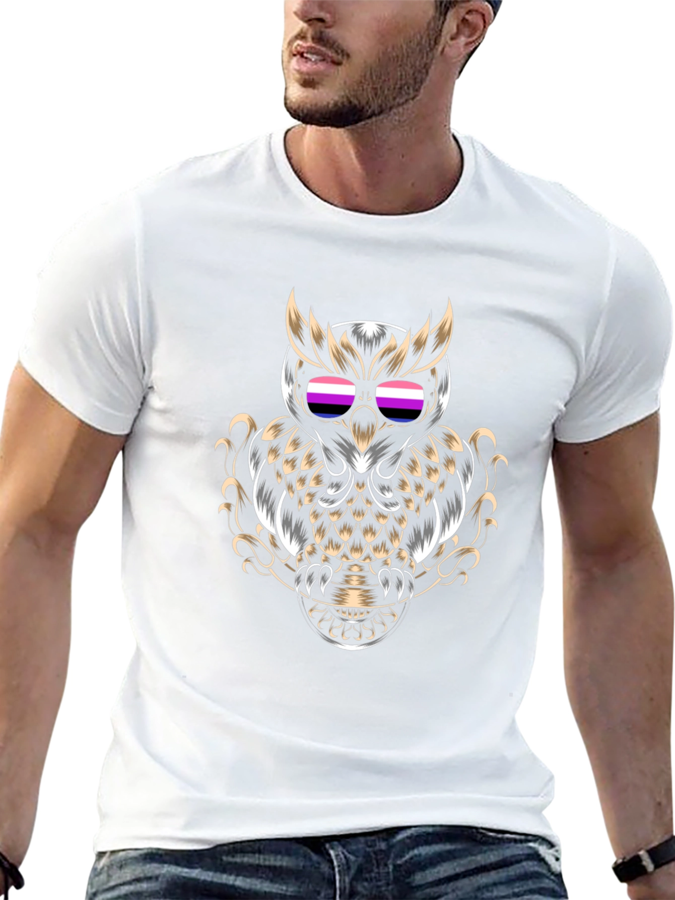 Cool Owl Graphic Tee - Black