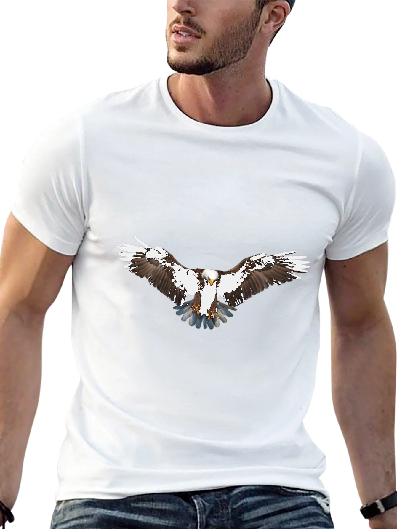 Eagle Graphic Tee - Mens Black Cotton T-Shirt