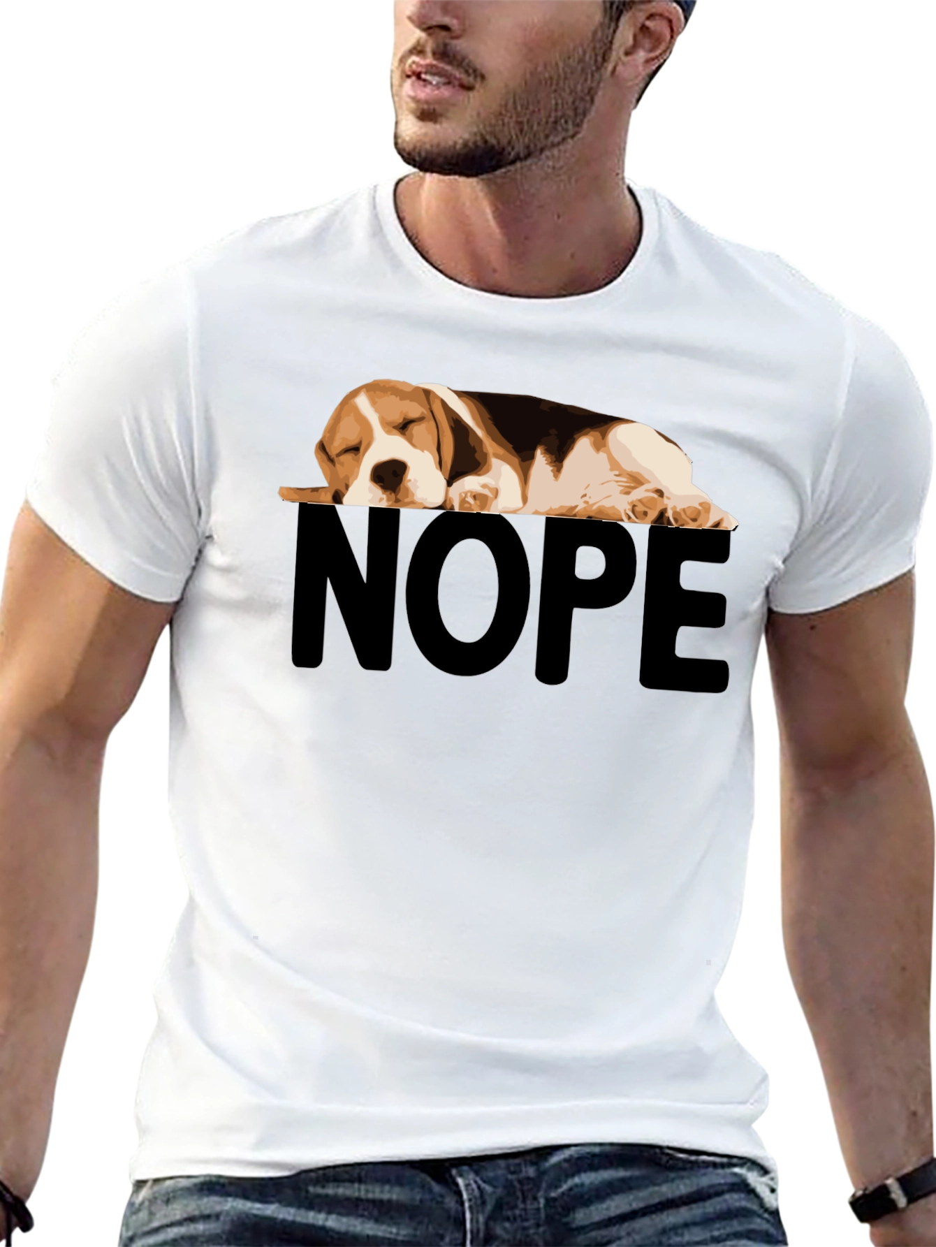 Nope Beagle Nap Black T-Shirt