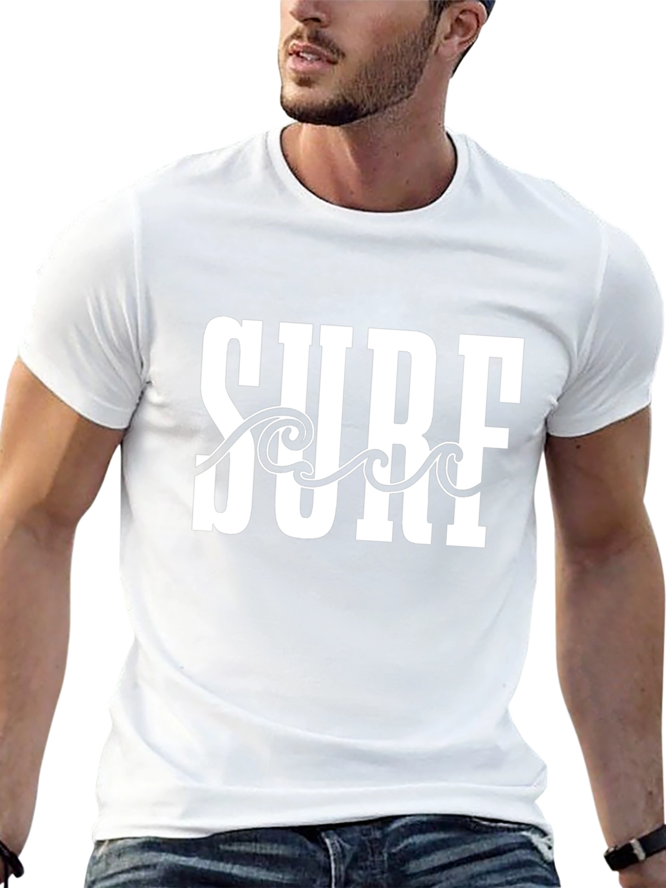 Surf Wave Graphic T-Shirt - Black Cotton Tee