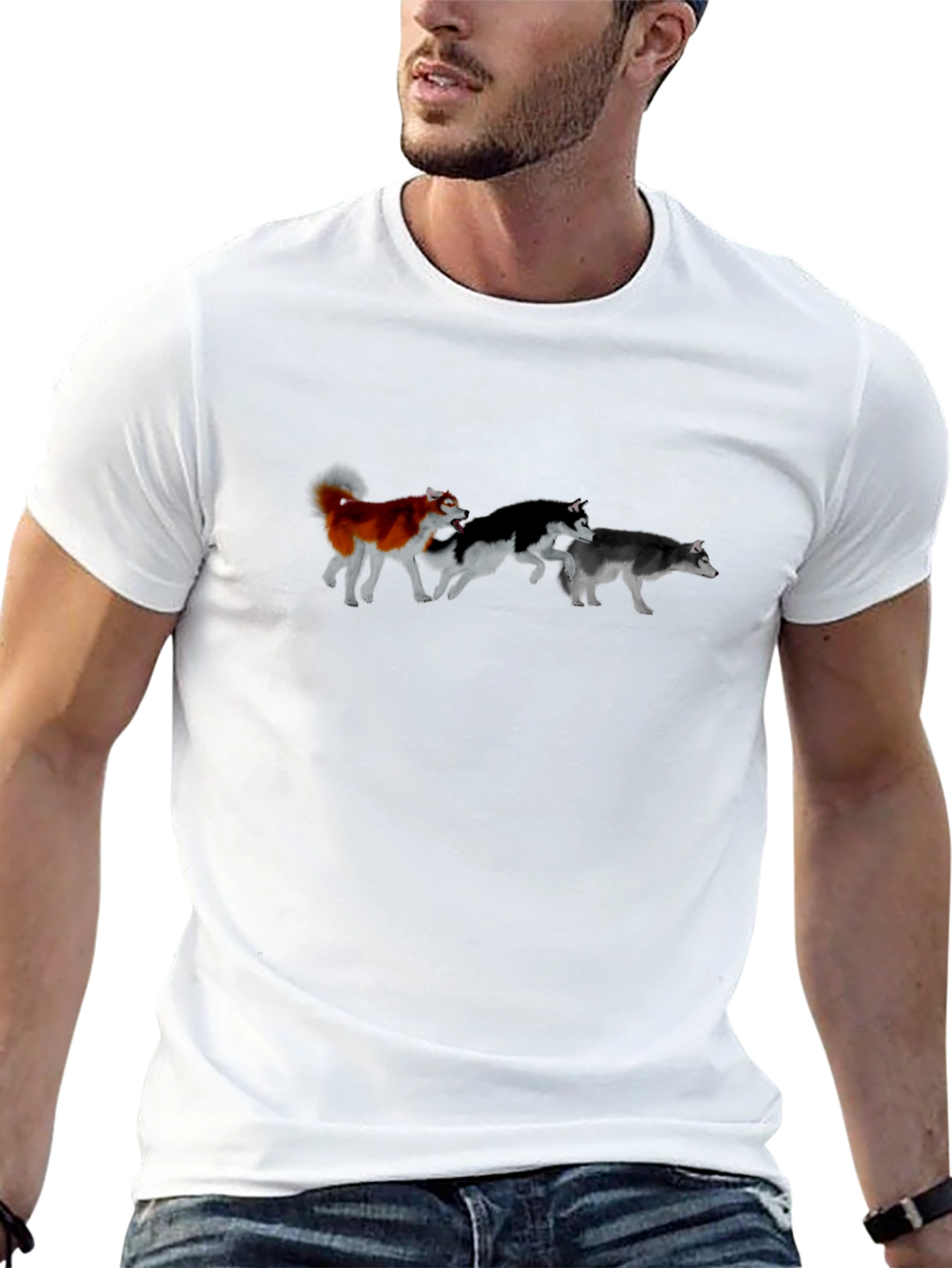 Dog Lover T-Shirt: Husky Pack Graphic Tee