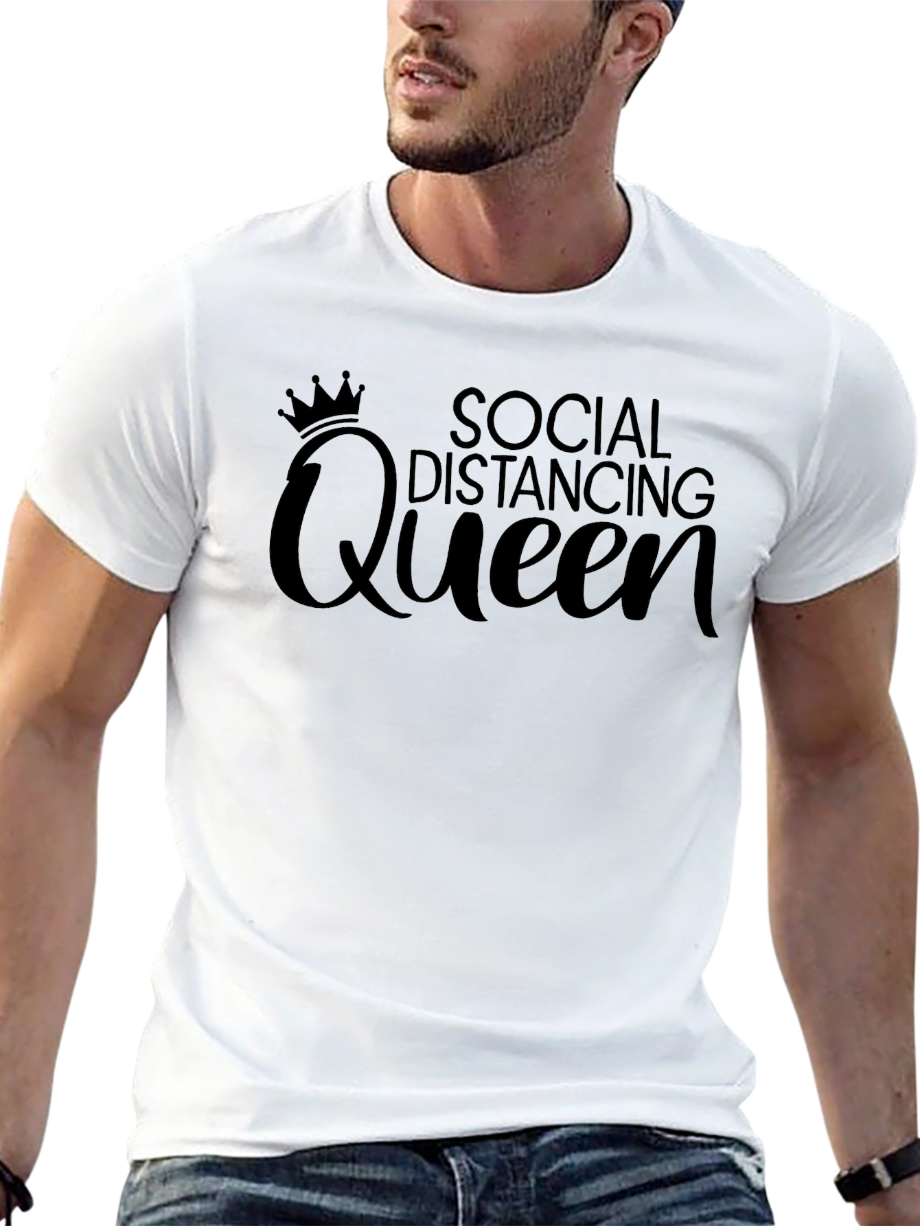 Social Distancing Queen T-Shirt - Black