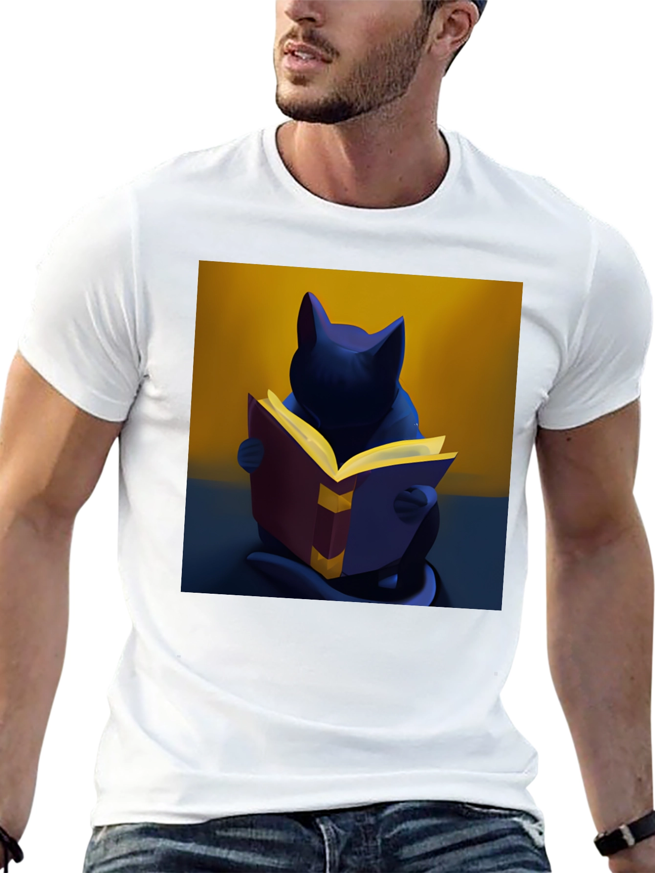Cat Reading Book T-Shirt - Unique Graphic Tee