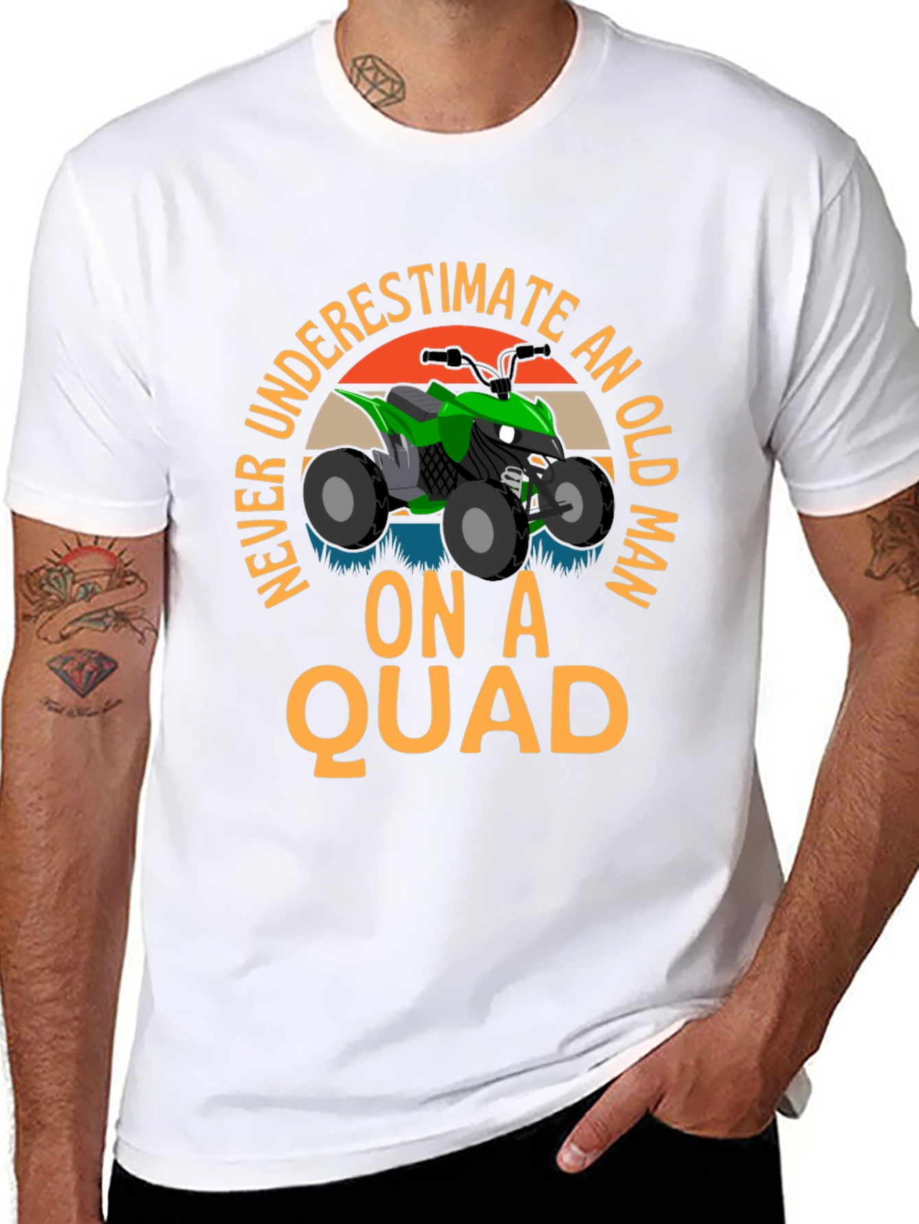 Never Underestimate An Old Man On A Quad T-Shirt