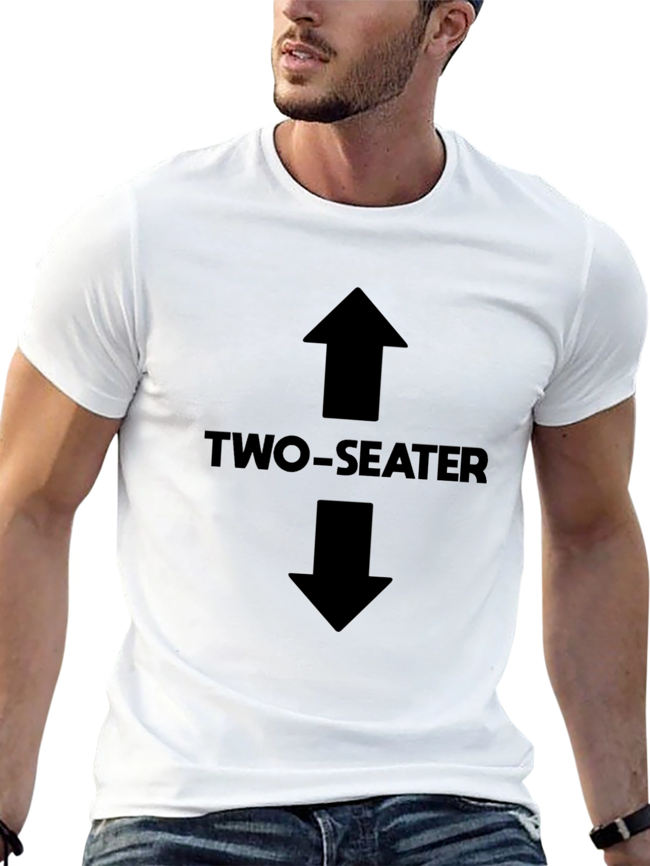 Two-Seater Adult Humor Graphic Tee - Black