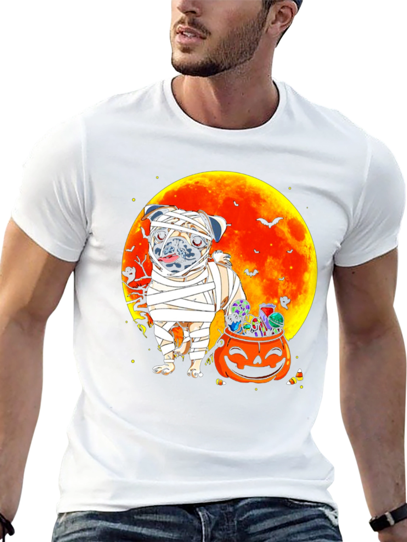 Halloween Mummy Pug T-Shirt