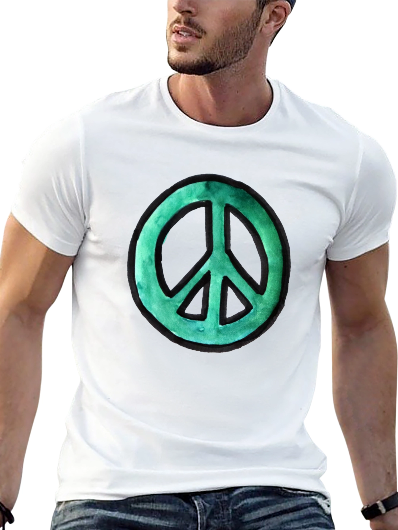 Peace Sign Graphic Tee - Black Cotton