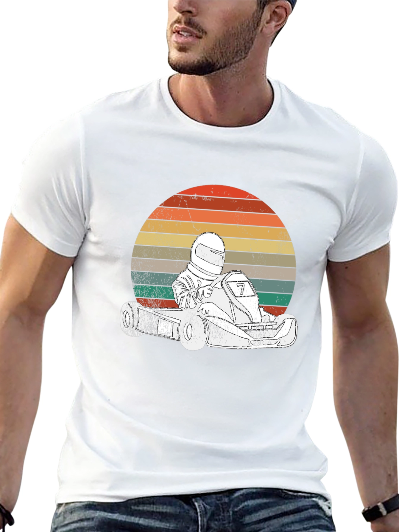Go Kart Racing Sunset Graphic Tee