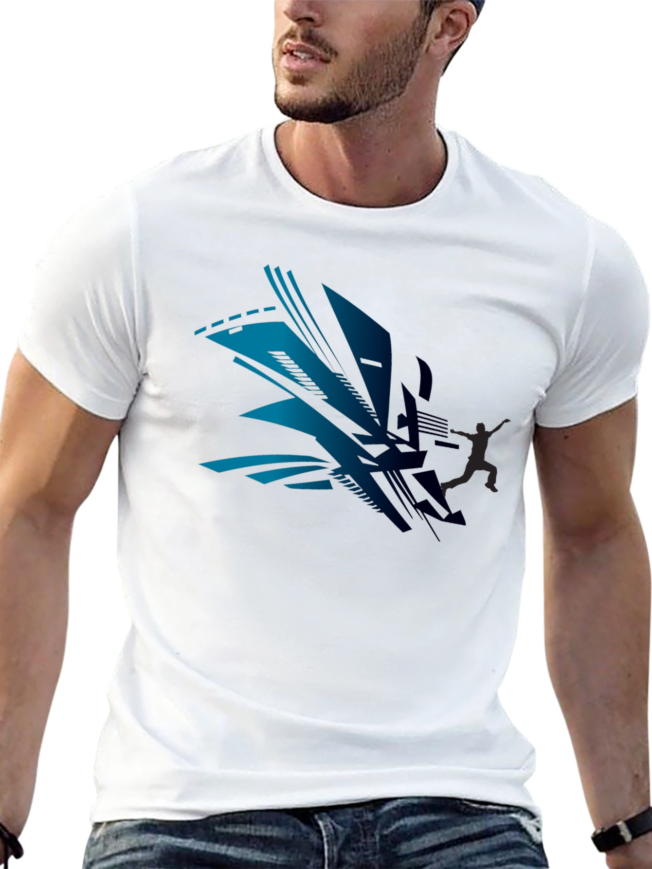 Modern Abstract Design Black T-Shirt