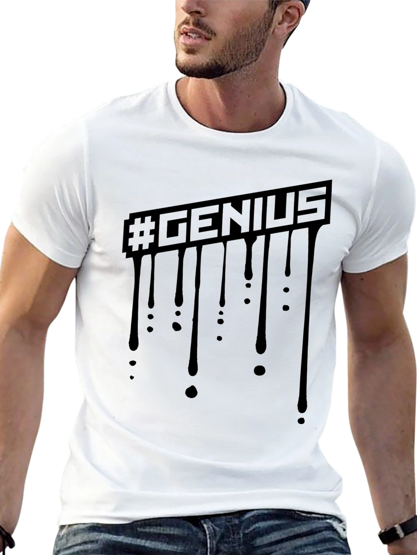 Genius Drip Black T-Shirt - Modern Graphic Tee