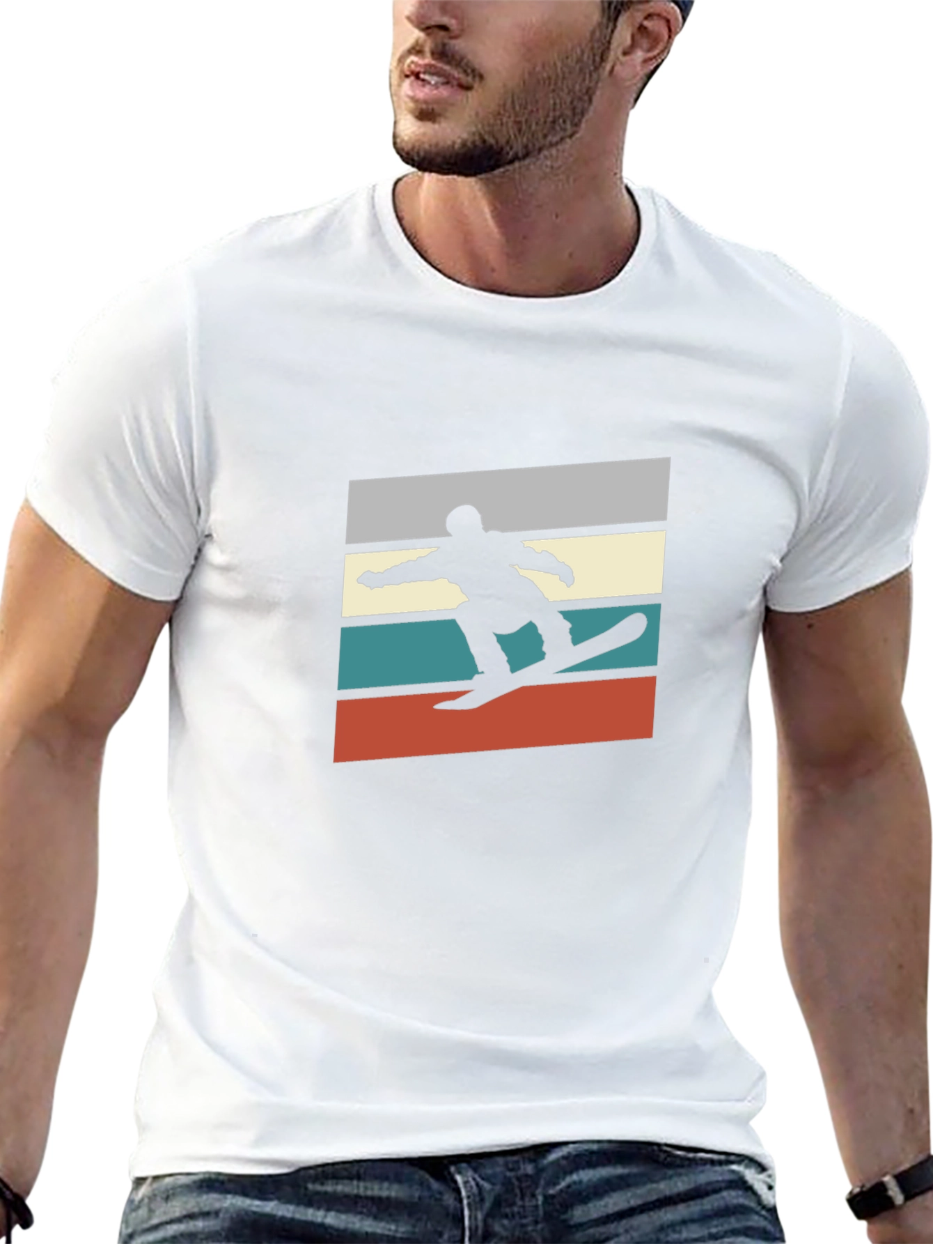 Retro Snowboarder Graphic Tee - Black T-Shirt