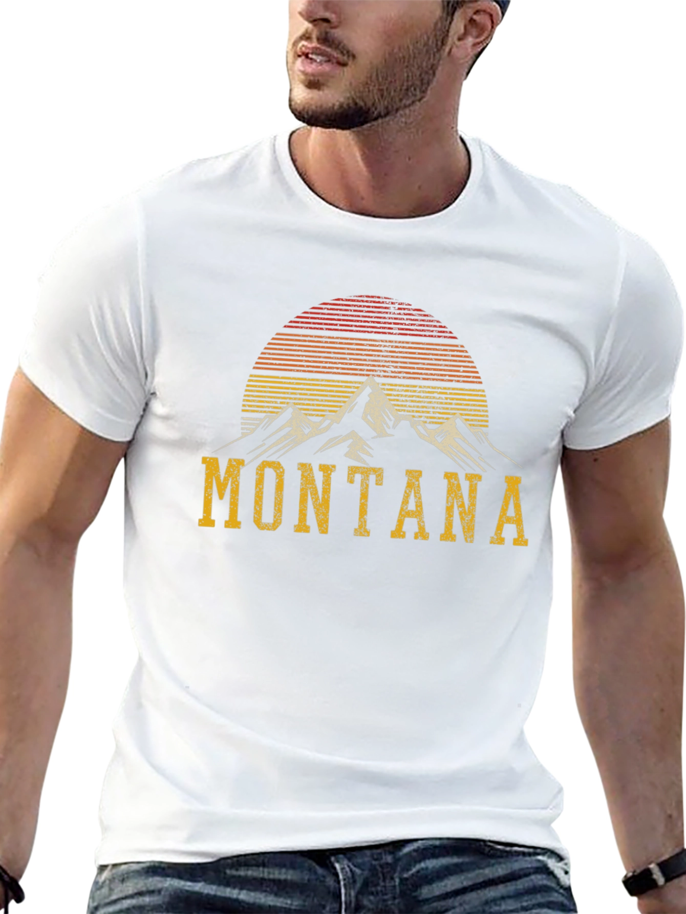 Montana Mountain Graphic Tee - Retro Style Shirt