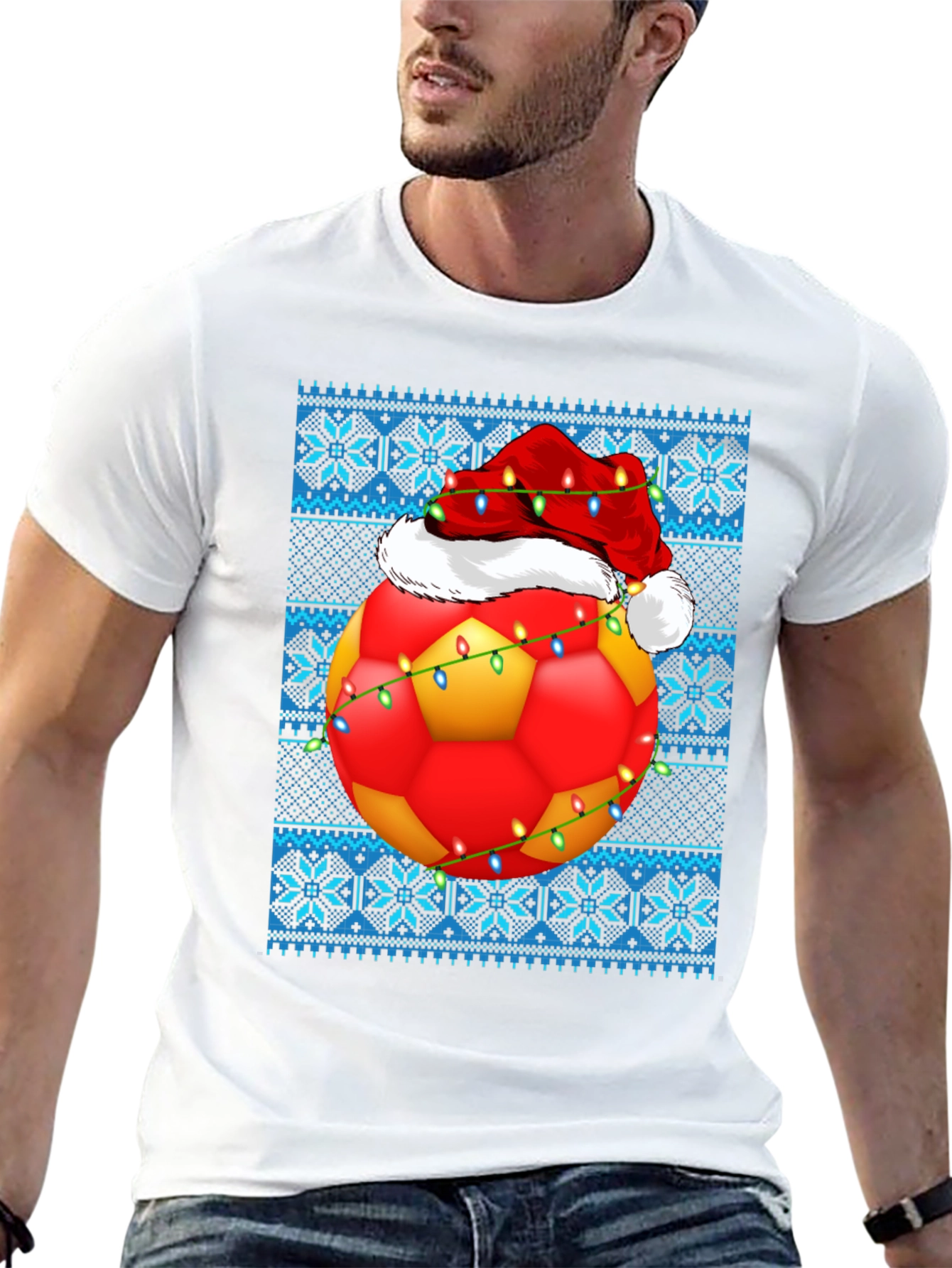 Festive Soccer Ball Christmas T-Shirt
