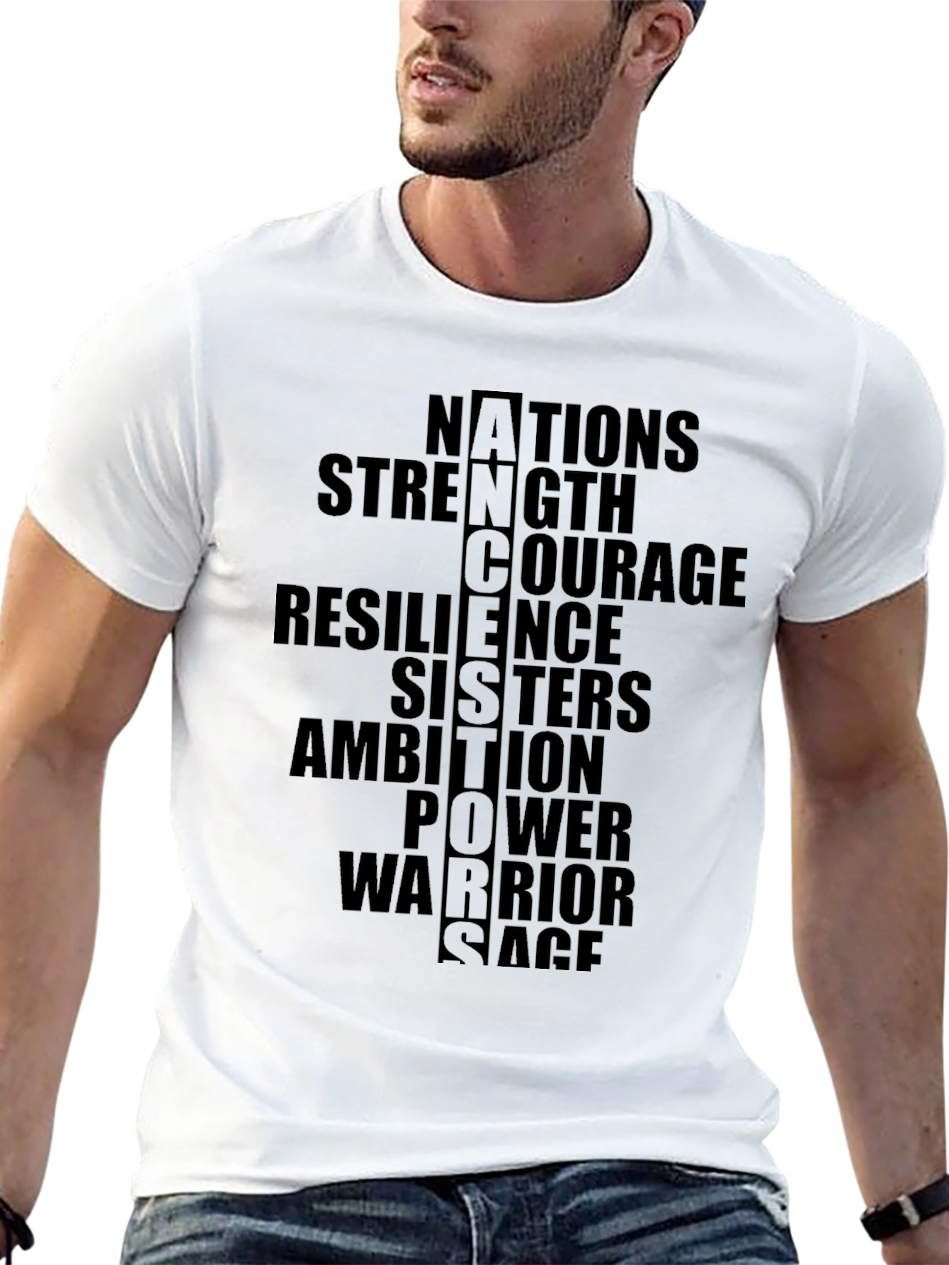 Empowering Word Art Graphic Tee - Black